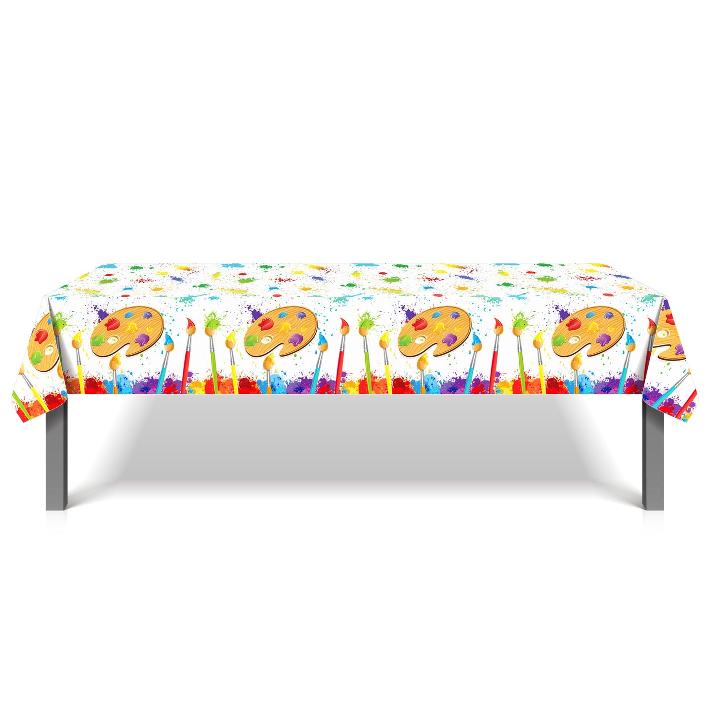 CC HOME 1Pc Watercolor Painting Party Plastic Tablecloth 54 x 87 Inch Long Table Cover, Artistic Painting Party Tablecover for Art Draw Theme Kids Baby Shower Birthday Dinner Picnic Kitchen Event