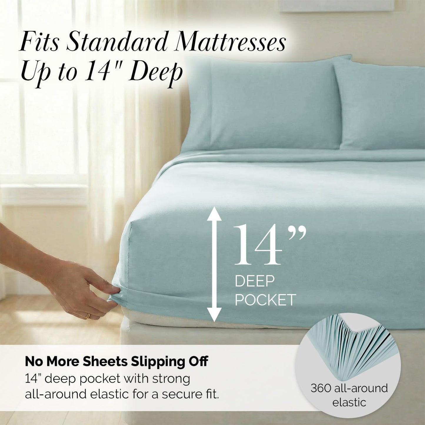Southshore Fine Living, Inc. 14 Inch Twin Sheets Set Deep Pocket, 4-Piece Microfiber Sheet Set, Pet Hair Resistant Bedding Soft Wrinkle Free Nonpilling Fade Resistant Easy Care - Pink Sheets Twin