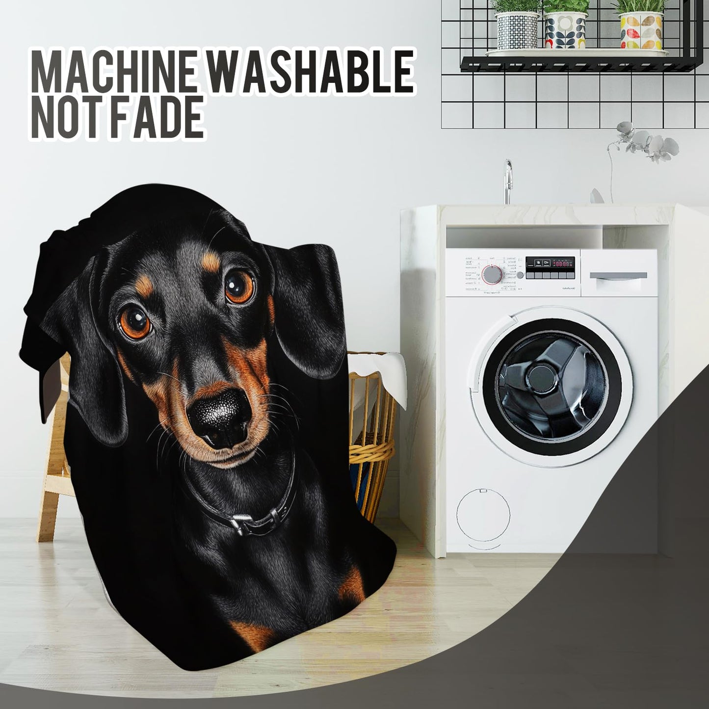 Dachshund Gifts for Women, 60"x50" Black Dachshund Blanket Gifts for Kids, Weiner Dog Gifts for Women Dachshunds Lovers Birthday, Soft Flannel Weiner Dog Decor Throw Blanket for Couch