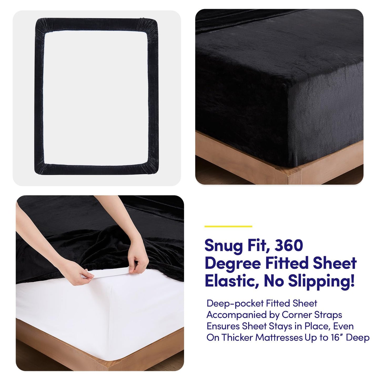 Fleece Sheets King Size – Deep Pocket Bedding Toasty Warm Microfleece Bed Sheets for Cold Weather Fall/Winter Comfort – Micro Fleece Fitted Sheet, Flat Sheet & Pillowcases