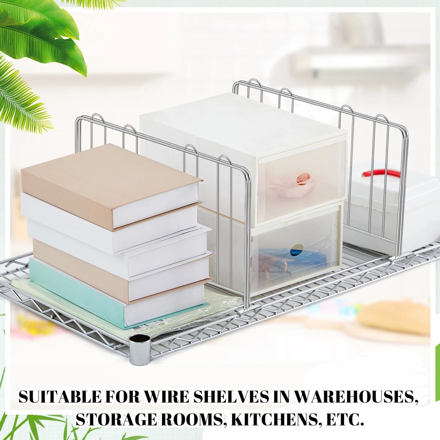 MorningRo 6 Pcs 24" W X 9" H Wire Shelf Divider Chrome Plated Steel Wire Rack Divider for Shelving Metal Accessories for Bathroom Kitchen Office Pantry Room Storage Organization, Silver