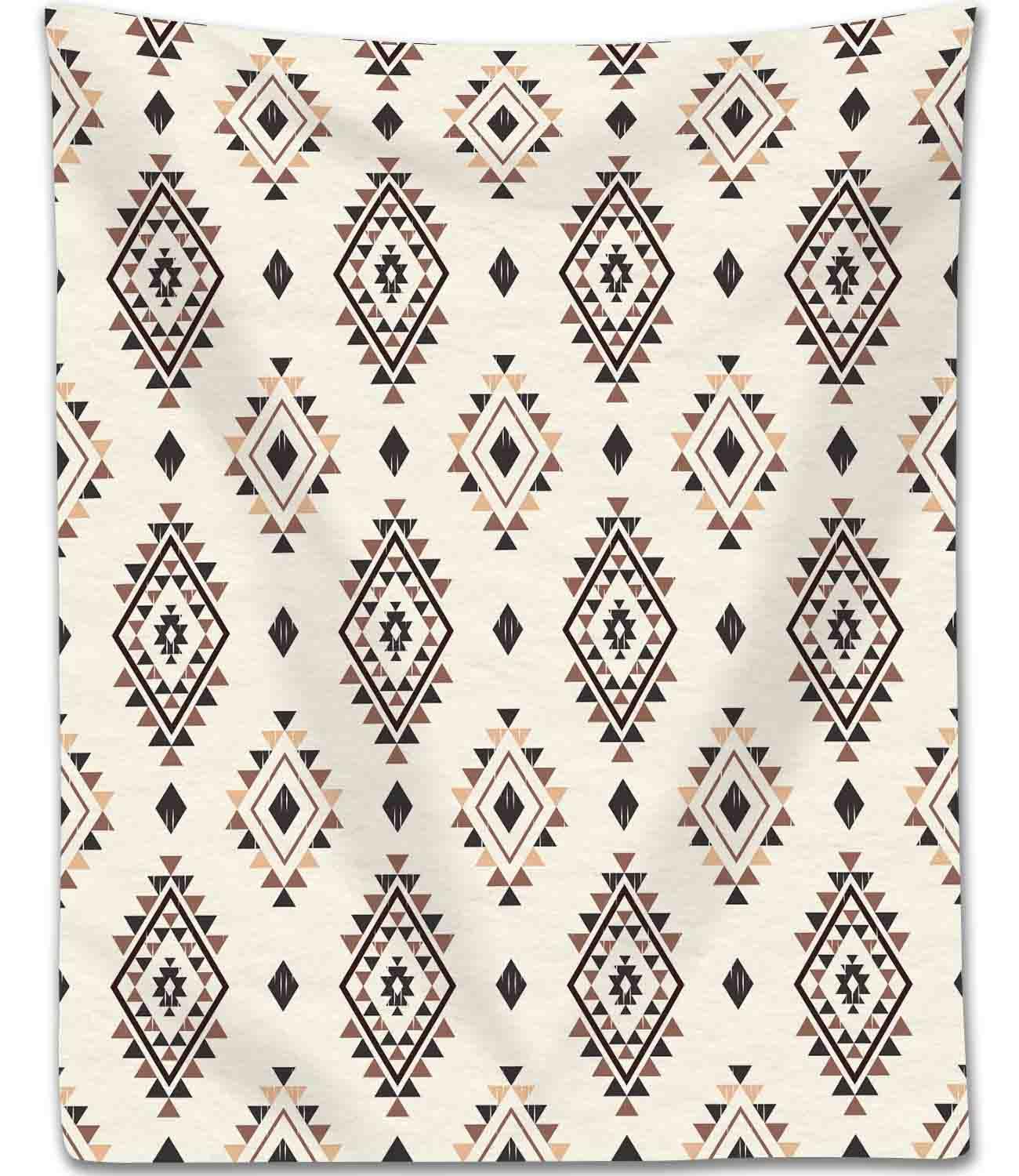 TKUYO Aztec Blanket, Boho Southwestern Natvie Tribal American Ethnic Western Abstract Geometric Vintage Retro Fuzzy Fleece Fannel Throw Blanket for Sofa Bed Chair Couch Car, 30"x40" Inch