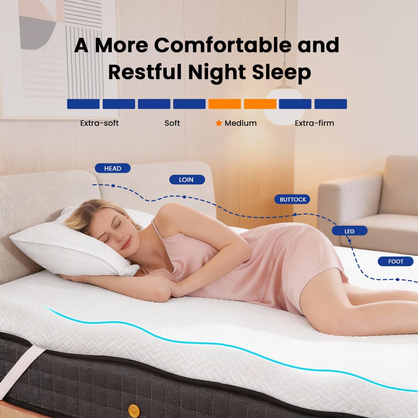 Czpalo 4 Inch Gel Memory Foam Mattress Topper Twin XL, Cooling Mattress Topper with Removable & Washable Bamboo Cover, CertiPUR-US Certified