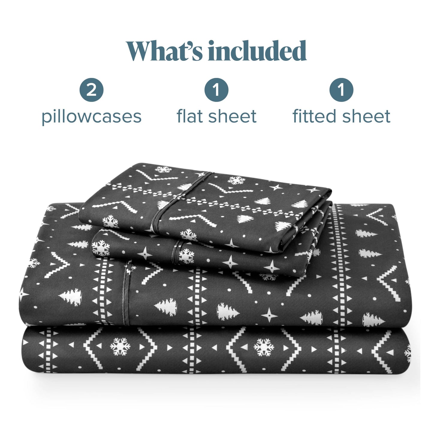 Bare Home Queen - Christmas Sheet Set - Luxury 1800 Ultra - Double Brushed Soft Microfiber - Deep Pockets - Easy Fit - 4 Piece Set - Holiday Bed Sheets (Queen, Winter Alpine)