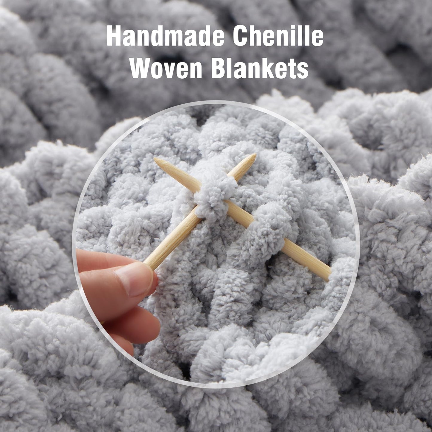 YJLMLY Chunky Knit Throw Blanket,50x60 Inch Heavy 4.4lbs, Hand Knit Chenille Couch Blanket, Soft Cable Knit Gift for Women Mom Wife, Modern Home Decor