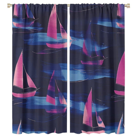 TOWINSFB Abstract Sailing Ship Blackout Curtains for Bedroom Living Room, Modern Ocean Nautical Sailboat Thermal Insulated Room Darkening Curtain - 42" W x 45" L