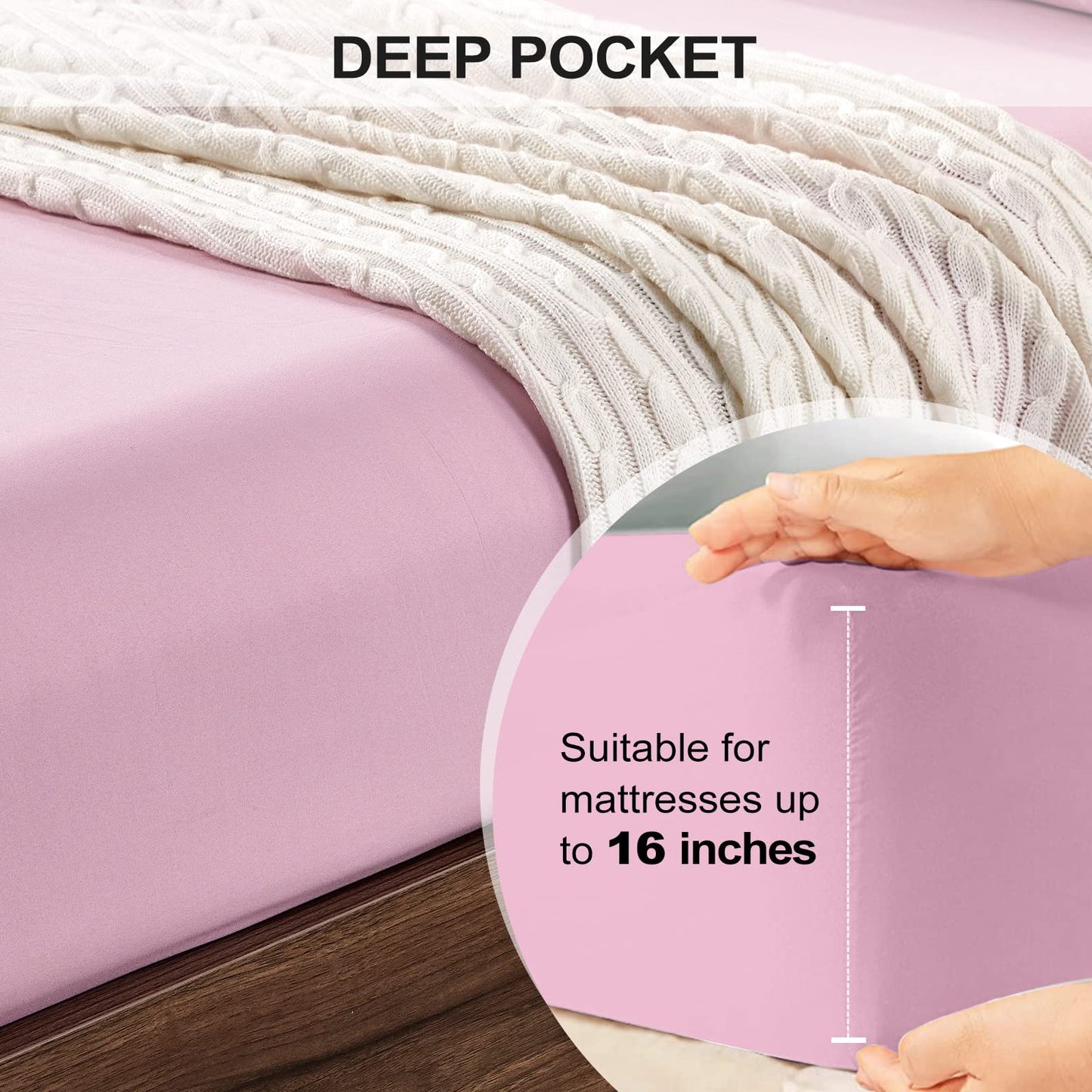 FreshCulture Queen Fitted Sheet - Hotel Quality, Ultra Soft & Breathable Brushed Microfiber, Deep Pocket, Cooling Fitted Sheets for Queen Size Bed (Dusty Pink)