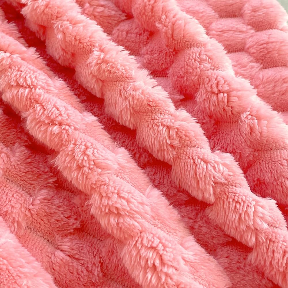 ZIQINPSQ Cozy Fleece Fitted Sheet Full Size - Ultra Soft Fuzzy Bed Sheets for Winter, Deep Pocket 15'' Velvet Plush Bottom Sheet Only (Anti-Static & Warm), Orange Pink