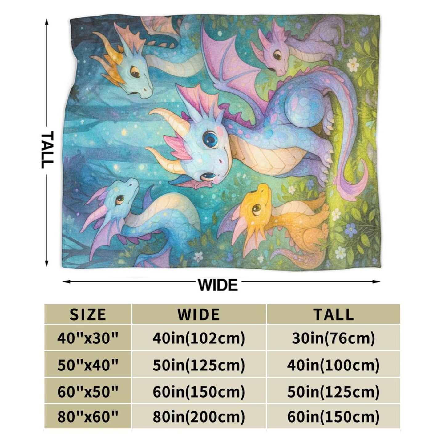 Dragon Blanket Cartoon Western Dragon Throw Blanket Fuzzy Plush Super Fleece Plush Soft Cozy Warm Stuff Bedding Nursery Toddler Baby Blankets Gifts for Boys Girls Kids Adult Men Women 40"X50"