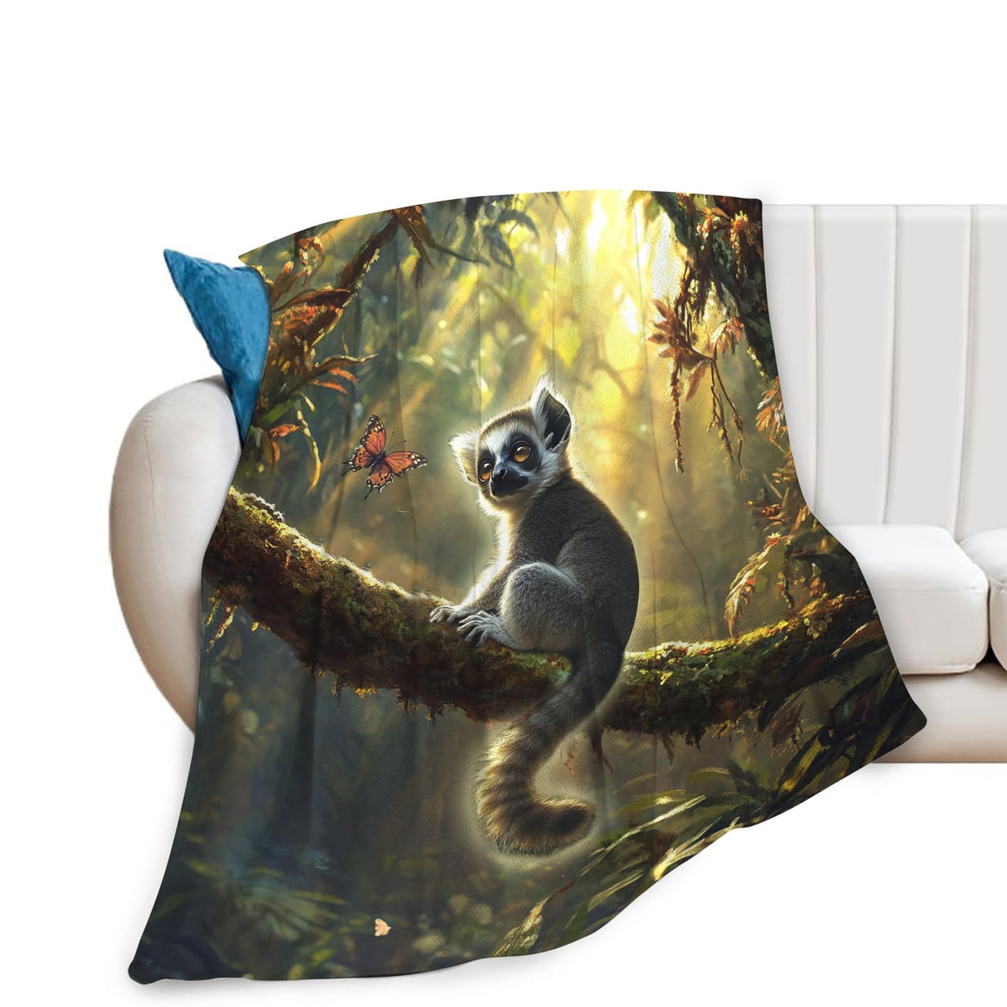 Baegopa Lemur Blanket Lemurs Lovers Gifts Cozy Plush Rainforest Animal Throw Blankets Fuzzy Flannel Fleece for Girls Boys Women Men 50"X40"