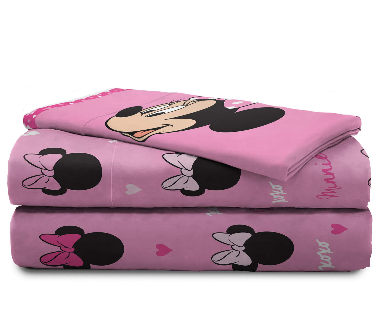 Jay Franco Disney Minnie Mouse Kids Twin Sheet Set, 3 Piece Super Soft Microfiber - Deep Pocket Fitted, Flat & Pillowcase, Breathable, Fade Resistant, Machine Washable (Official Disney Product), Pink