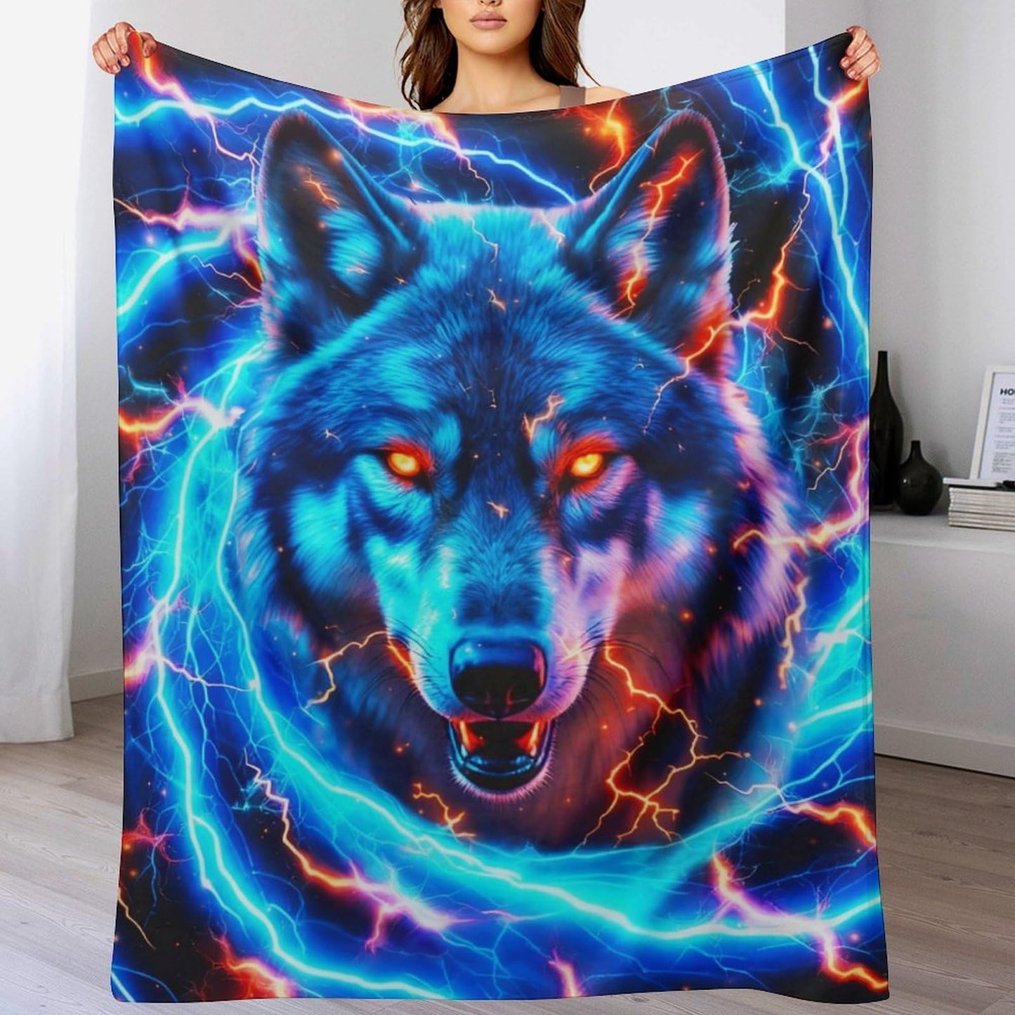 BaXiCustom. Wolf Throw Blanket 50"x40" - Soft & Lightweight, Cozy for All Season Use, Warm Cute Wolf Blankets for Lap, Chair, Sofa