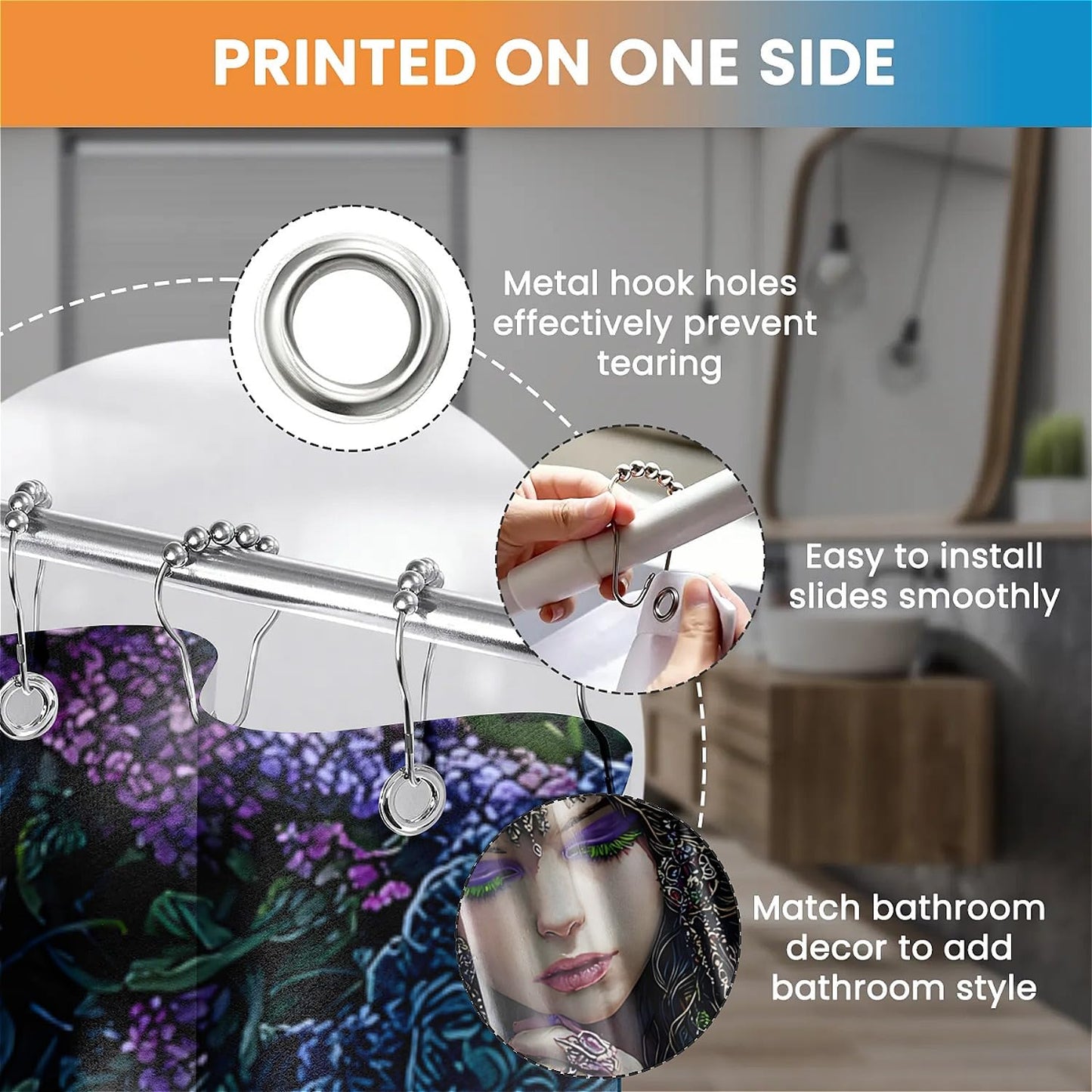 TANGXUNFA Praying Girl Shower Curtain for Bathroom, Water-Resistant Long Shower Curtain Set 72x72 Inch with Metal Grommets and 12 Metal Hooks