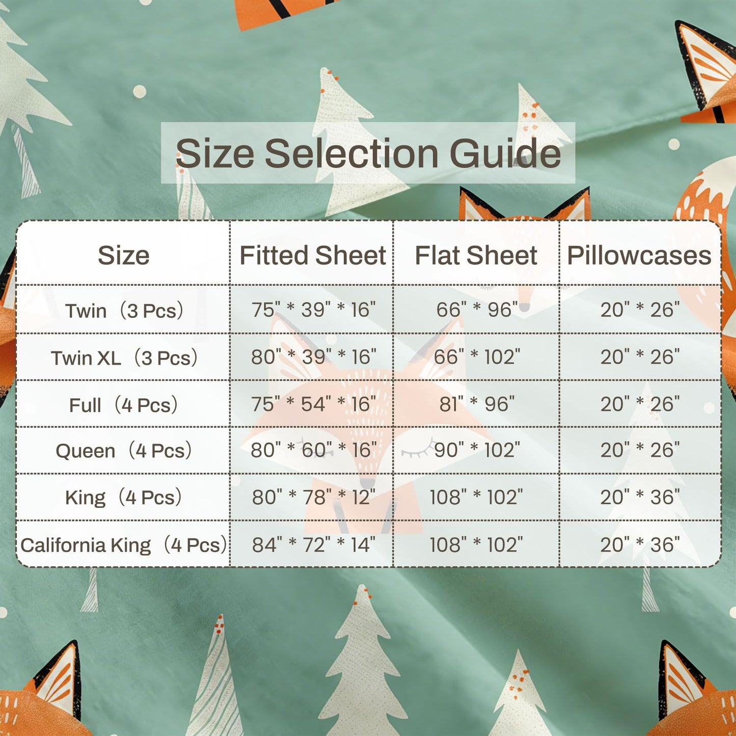 Fox Twin Bedding Set Woodland Animal Sheet Sets