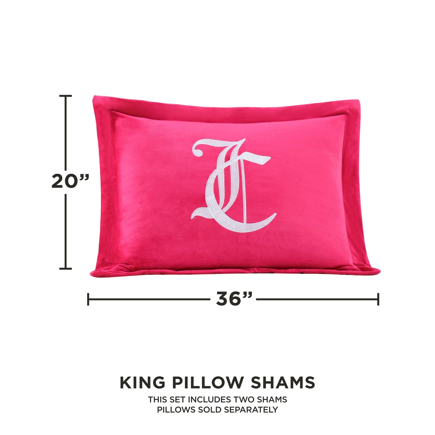 Juicy Couture - Comforter Set - Gothic Design Bedding - King - 3 Piece Set Includes (1) 108" x 92" Comforter and (2) 20" x 36" Shams - Wrinkle Resistant - Premium Bedroom Decor - Hot Pink