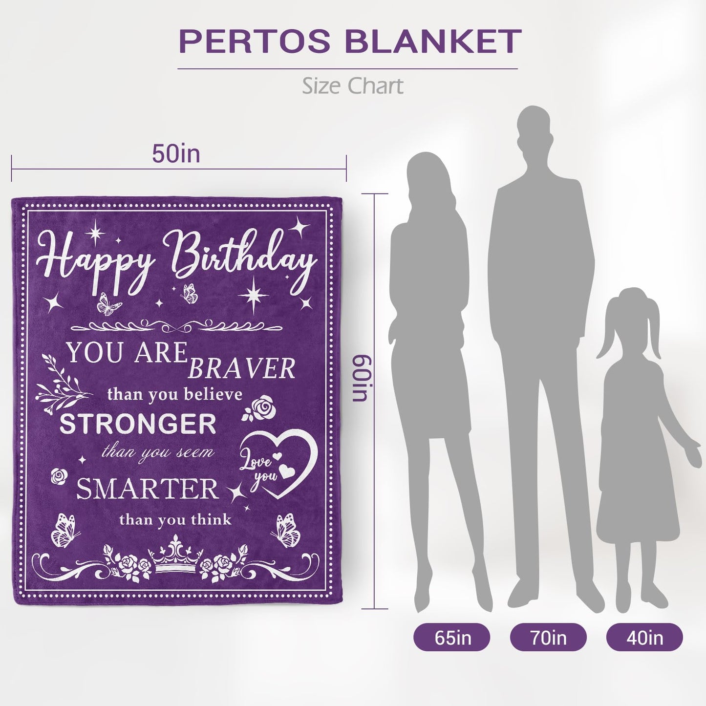 Levens Happy Birthday Gifts for Women Men Friendship 50"x60" Purple Happy Birthday Blanket Decor Women's Birthday Gifts Unique Bday Gift for Sister Mom Grandma Wife Her Him Soft Flannel Throw