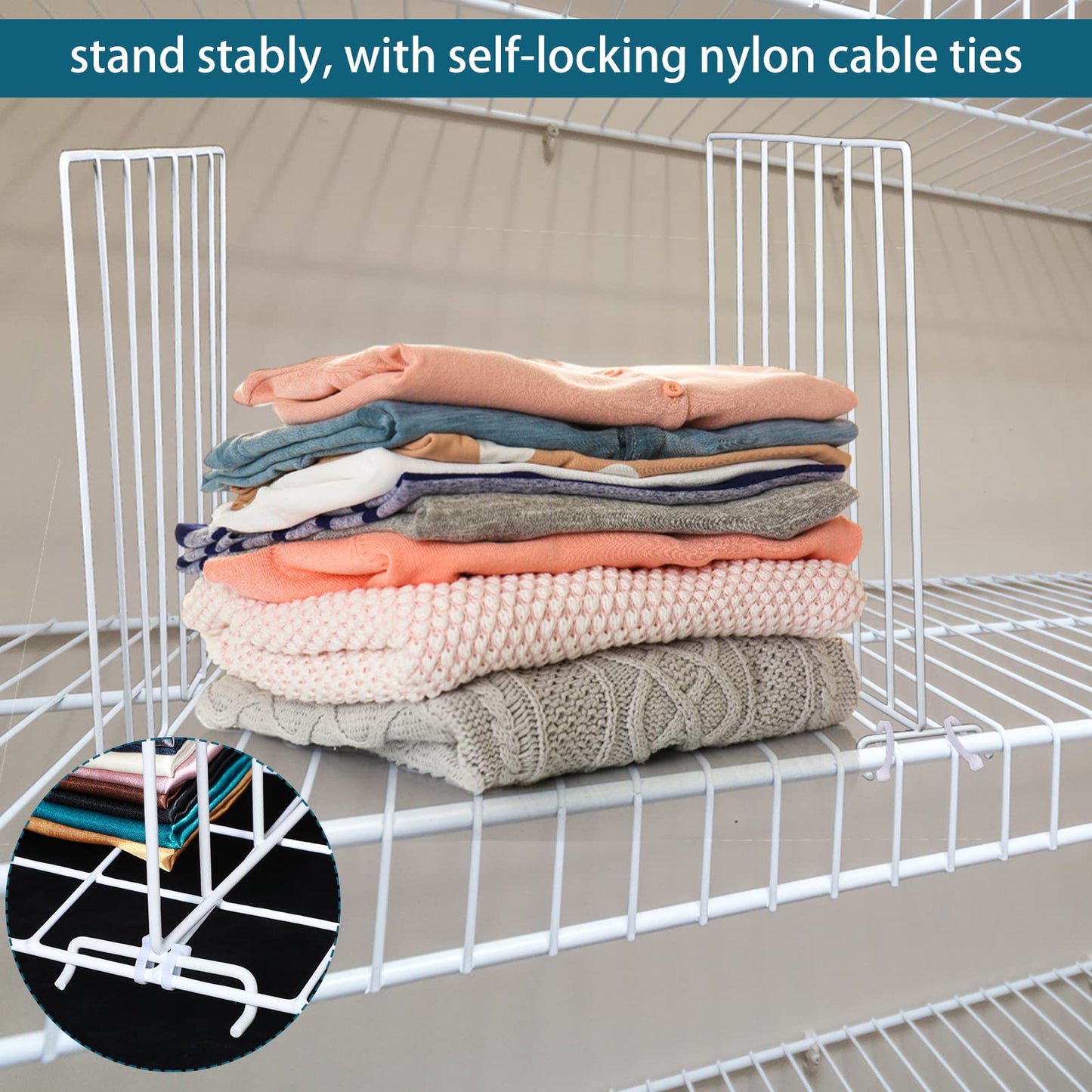 Sawysine 20 Pack Wire Closet Shelf Dividers - 12 Inch Vertical Organizer for Clothes, Purse, Book Storage - Metal Wire Shelving for Bedroom