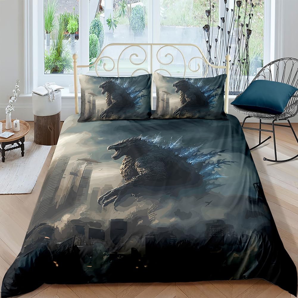 sonicpony Men Duvet Cover Twin Set Dinosaur Comforter Cover Bedding Set 3D Digital Print 1 Piece Duvet Cover with Zipper Closure 2 Pieces Pillow Shames No Comforter (Dino23, Twin)