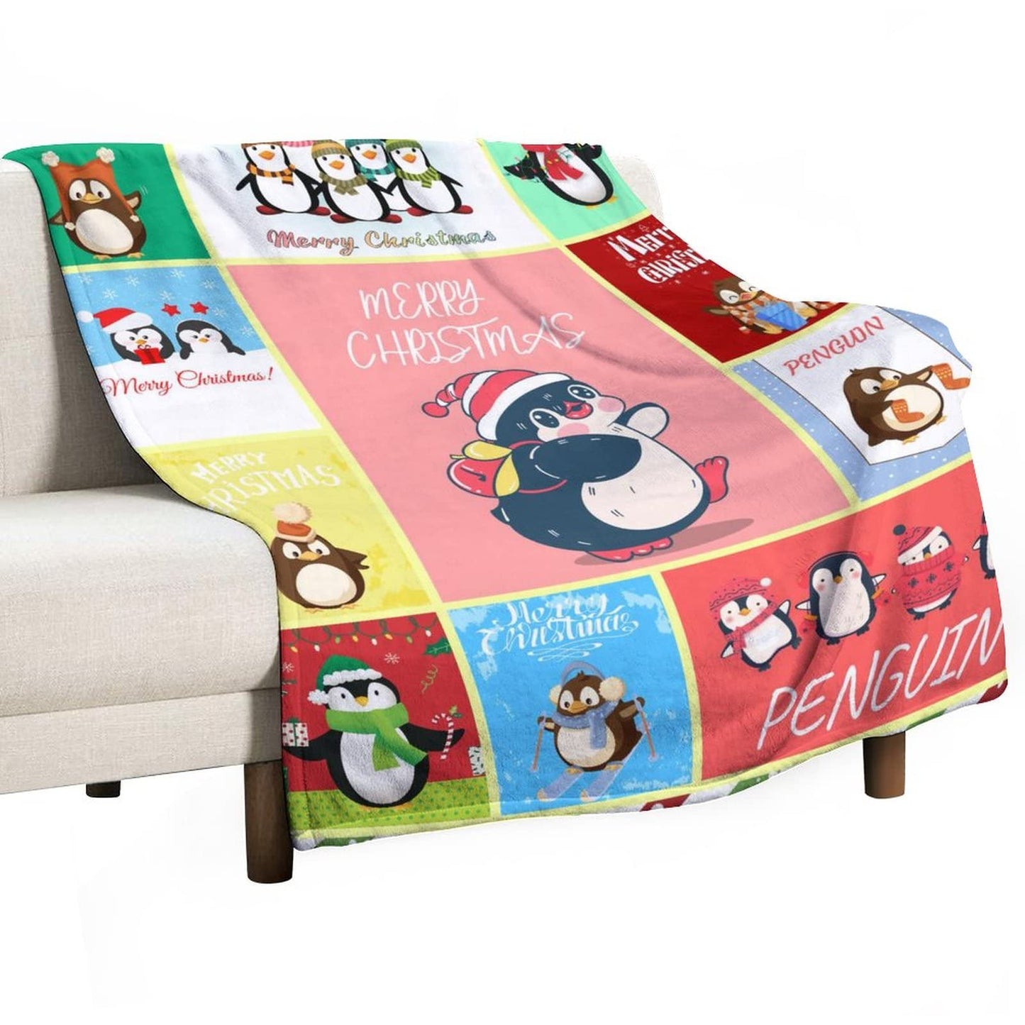 Penguin Blanket Gifts - 60"x80" Cute Throw Blanket for Adults, Kids - Colorful Soft Plush Blankets for Bed, Couch & Living Room