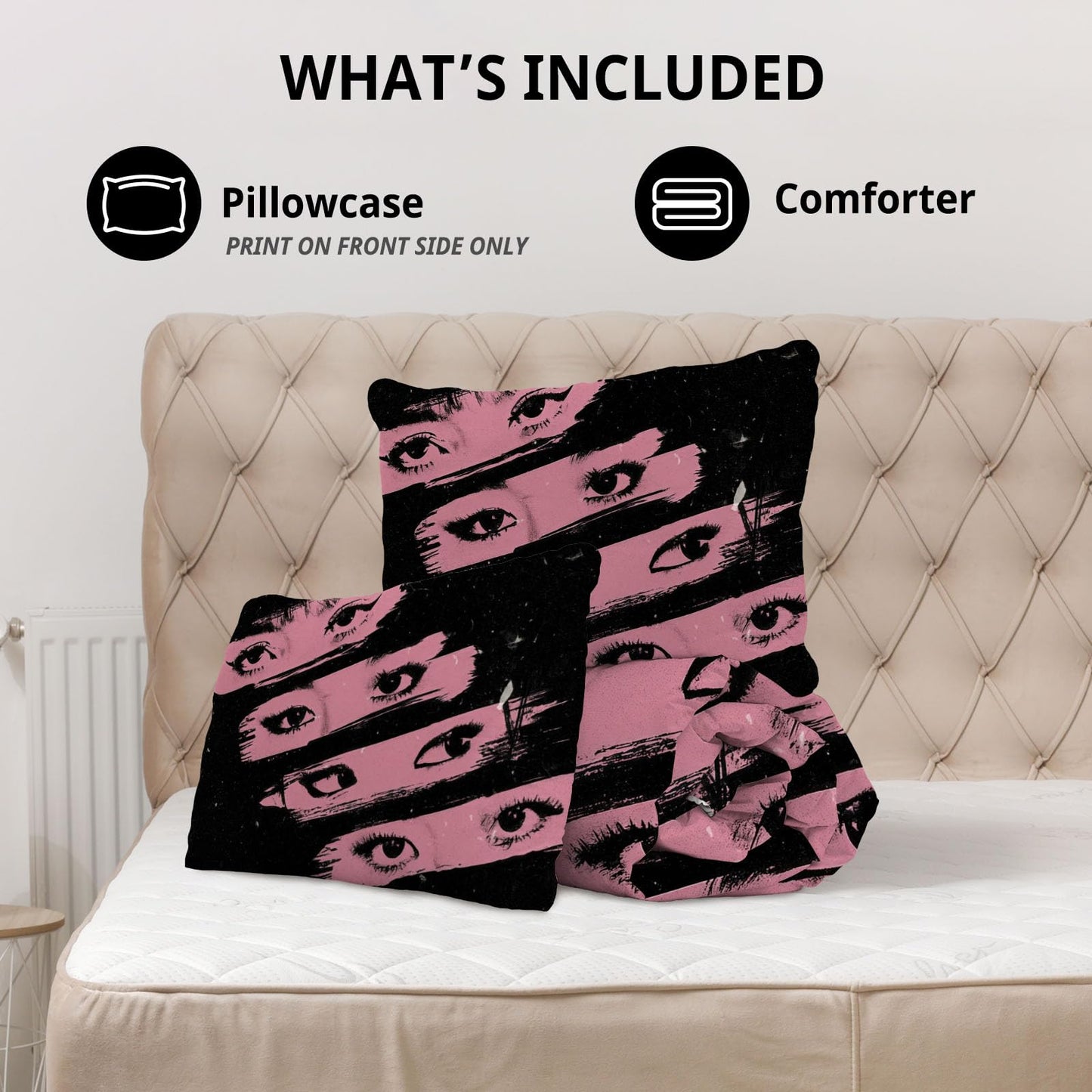 Allenjoy Korean Music Pink Girl Comforter Set with 2 Pillowcases for Girls Teens Women Fans Daughter Bedroom Nursery Bedding Room Decor, Machine Washable, Queen Size