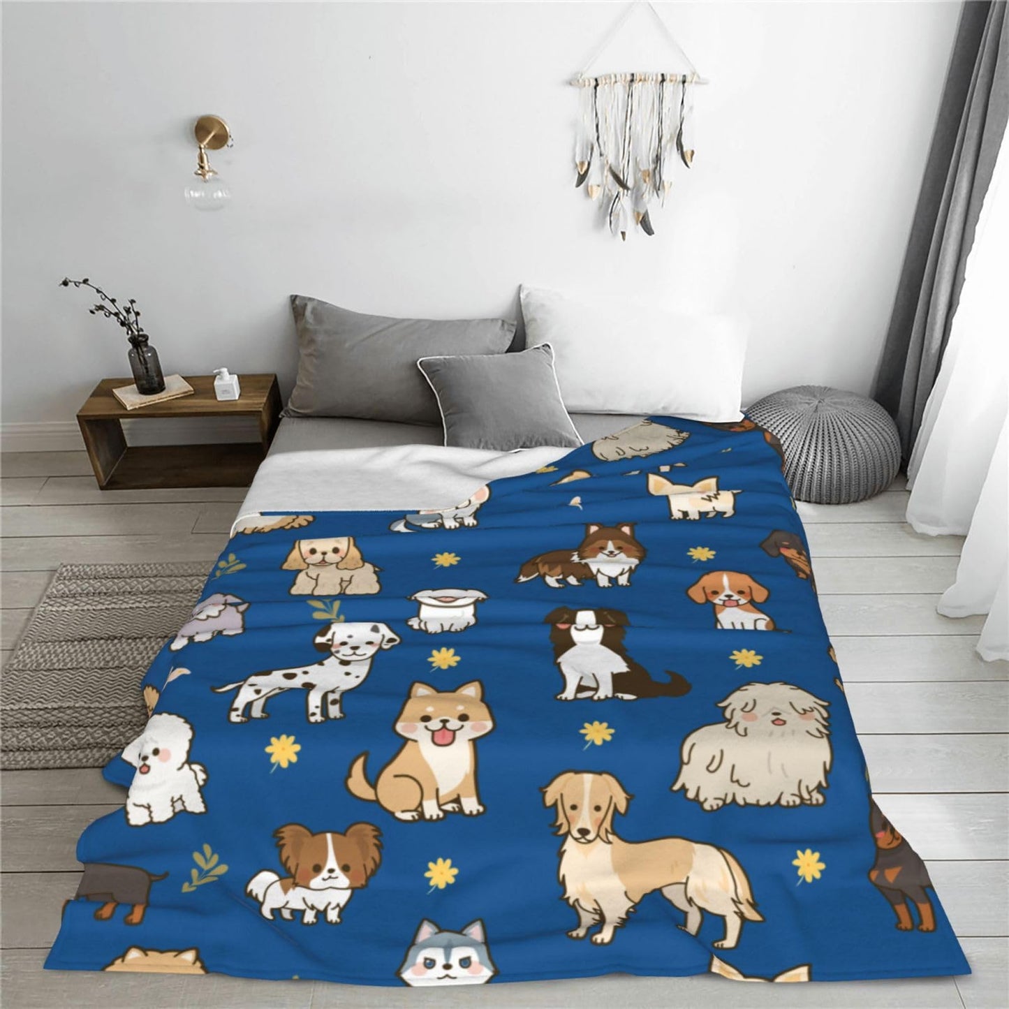 Cute Puppy Dog Throw Blanket Cozy Fluffy Plush Blanket Soft Flannel Throw Blanket for Kids Men Women Gift Sofa Bed Couch 50"x40" Christmas