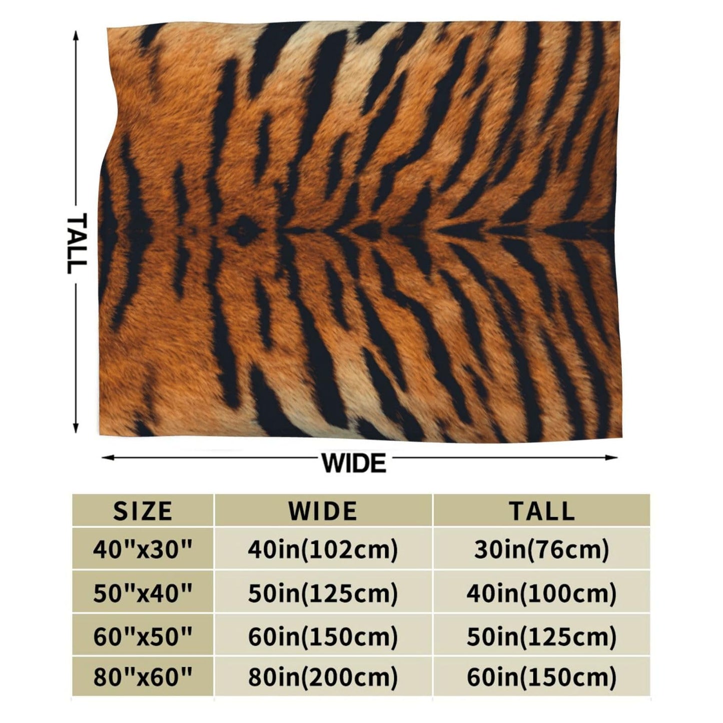 Gbuzozie Tiger Animal Texture Fleece Blanket Lightweight Ultra-Soft Throw Blanket for Sofa Couch Bed Camping Travel - Super Soft Cozy Microfiber Blanket 60"X50"