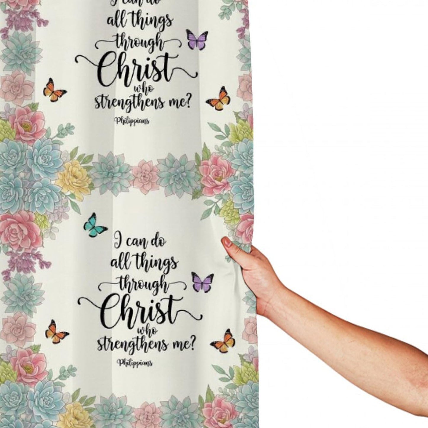 Meaudiwes Classic Shower Curtain Set Bathroom Decoration with Curtain Hooks Christian Religious Bible Verse Scripture Prayer, 72"x 70"
