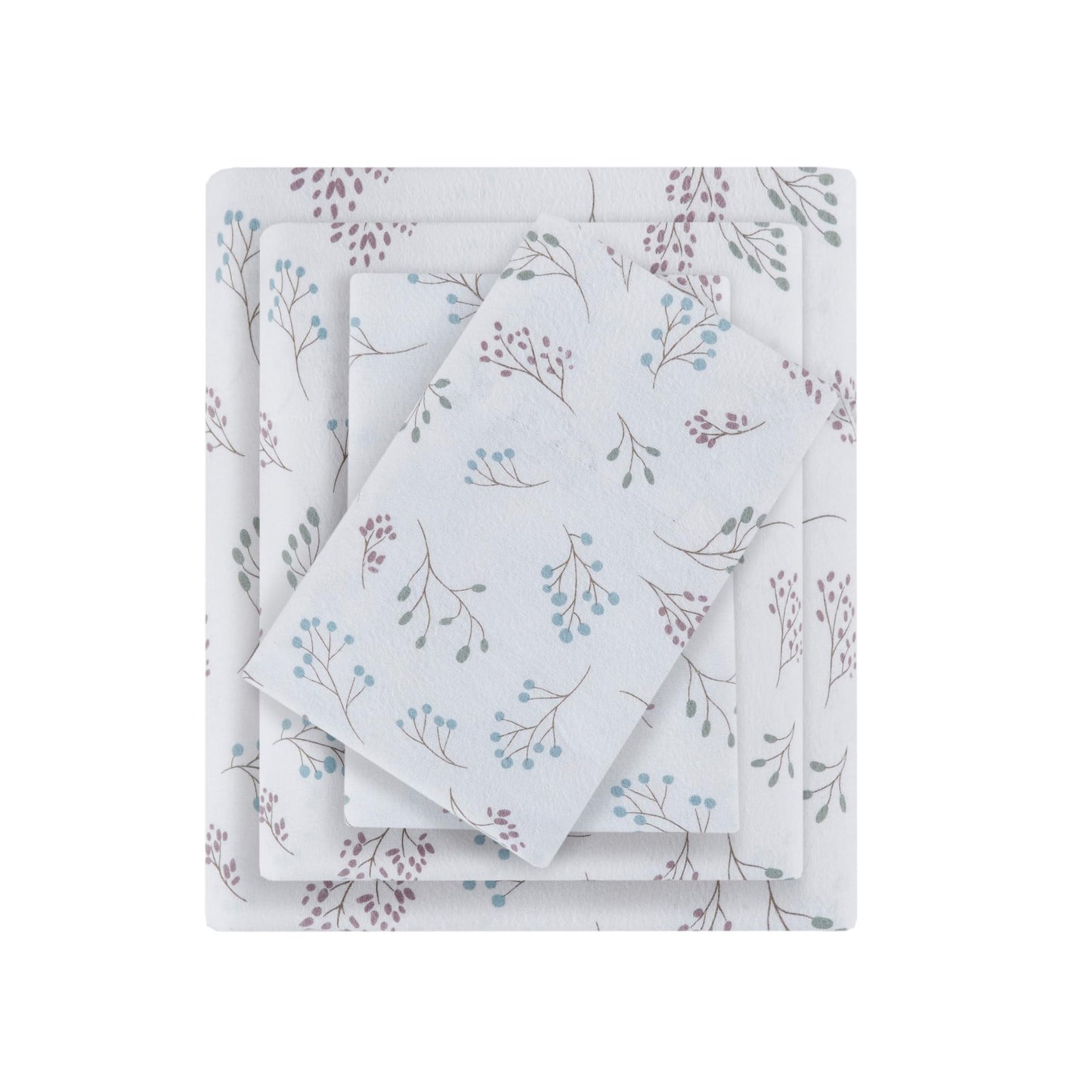 Beautyrest Cotton Sheet Set Cozy Print 100% Cotton Flannel Sheets Warm & Fuzzy Bedding Set, Oversized Sheets, Deep Pocket Fits Up to 16" Mattress Cozy Full Bed Sheets Full Tossed Botanical 4 Piece