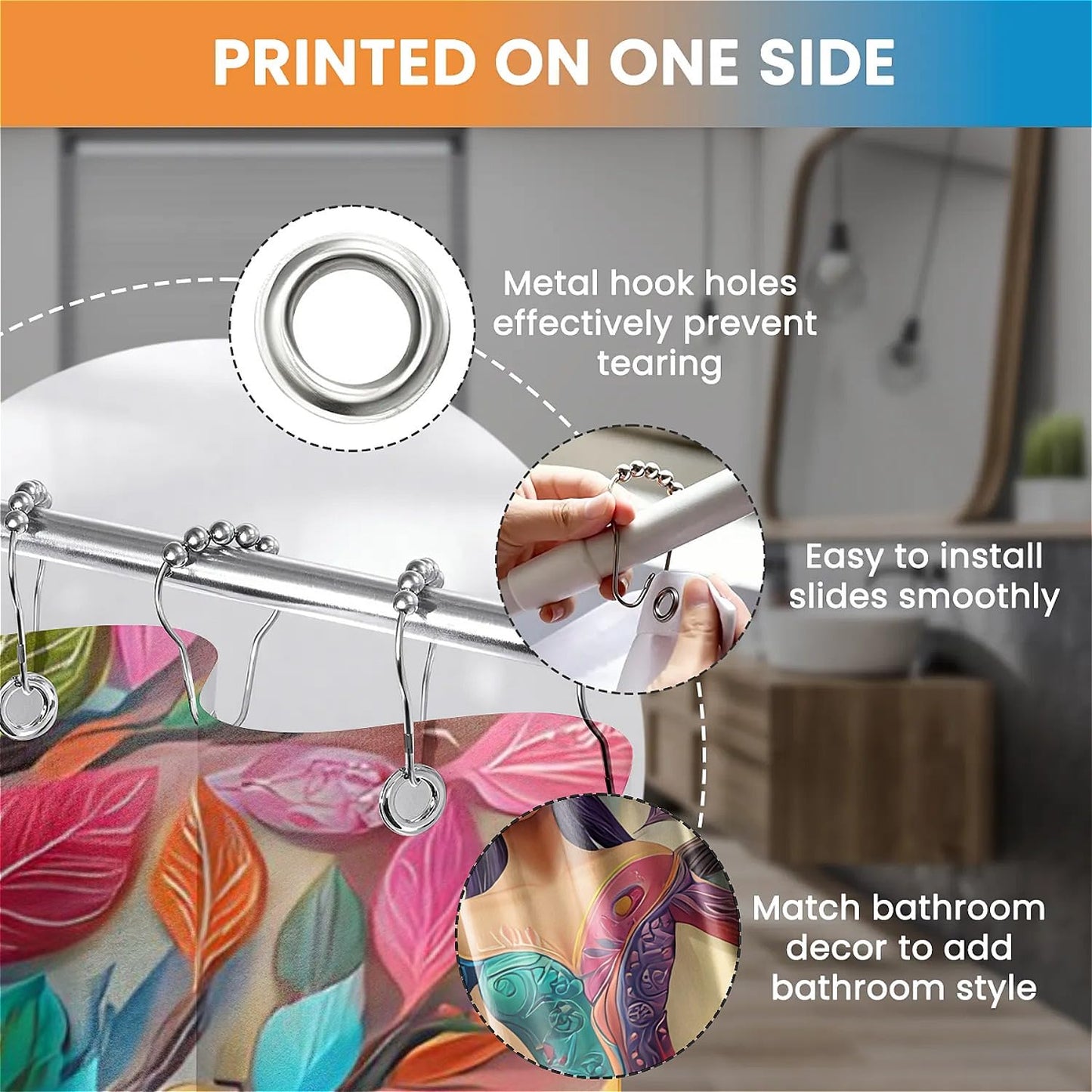 TANGXUNFA Colorful Tree Woman Shower Curtain for Bathroom, Water-Resistant Long Shower Curtain Set 72x72 Inch with Metal Grommets and 12 Metal Hooks