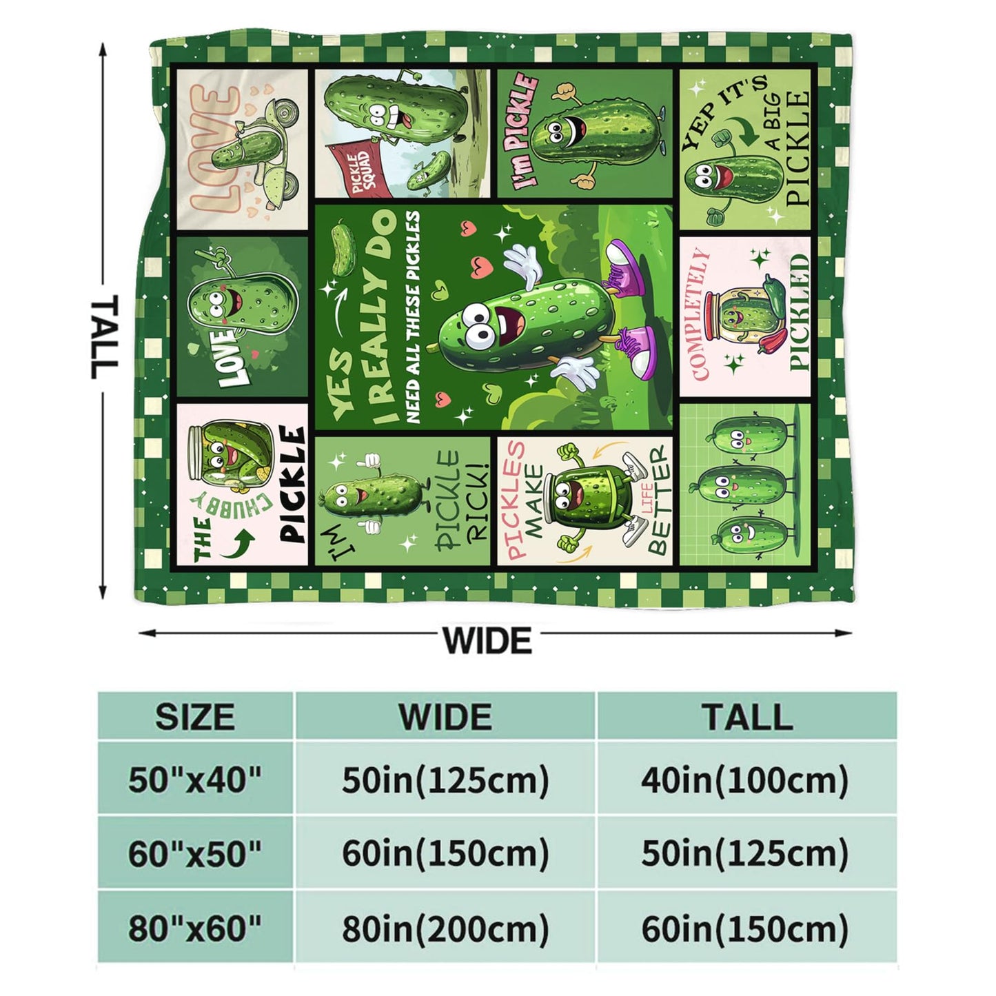 Pickle Throw Blanket Soft Pickle Lovers Flannel Blanket for Girls Boys Lightweight Cozy Print Blankets Gift for Women Men Couch Sofa Bed 50" x 40"