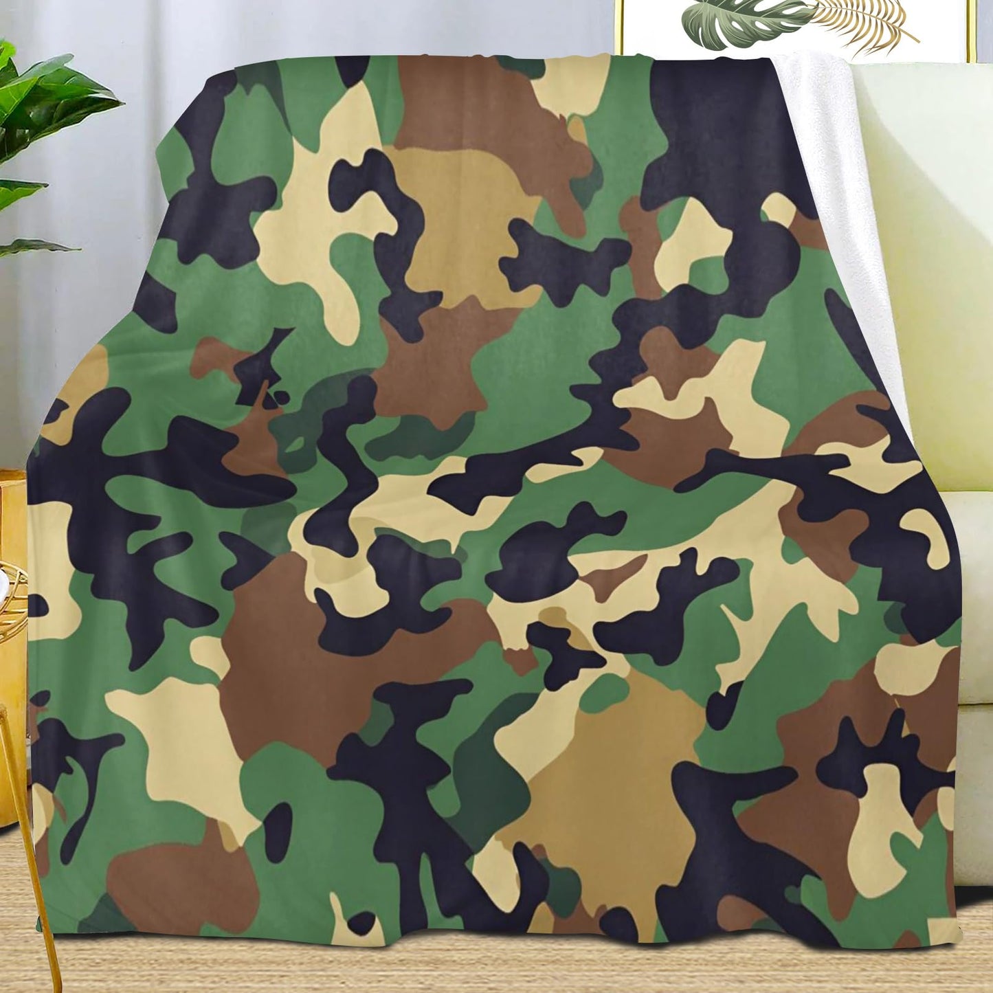 PAOABIU Camouflage Throw Blanket Army Green Blankets for Couch Bed Sofa Camouflage Green Blankets and Throws - Super Soft Cozy Fuzzy Plush Flannel Blanket & Gifts