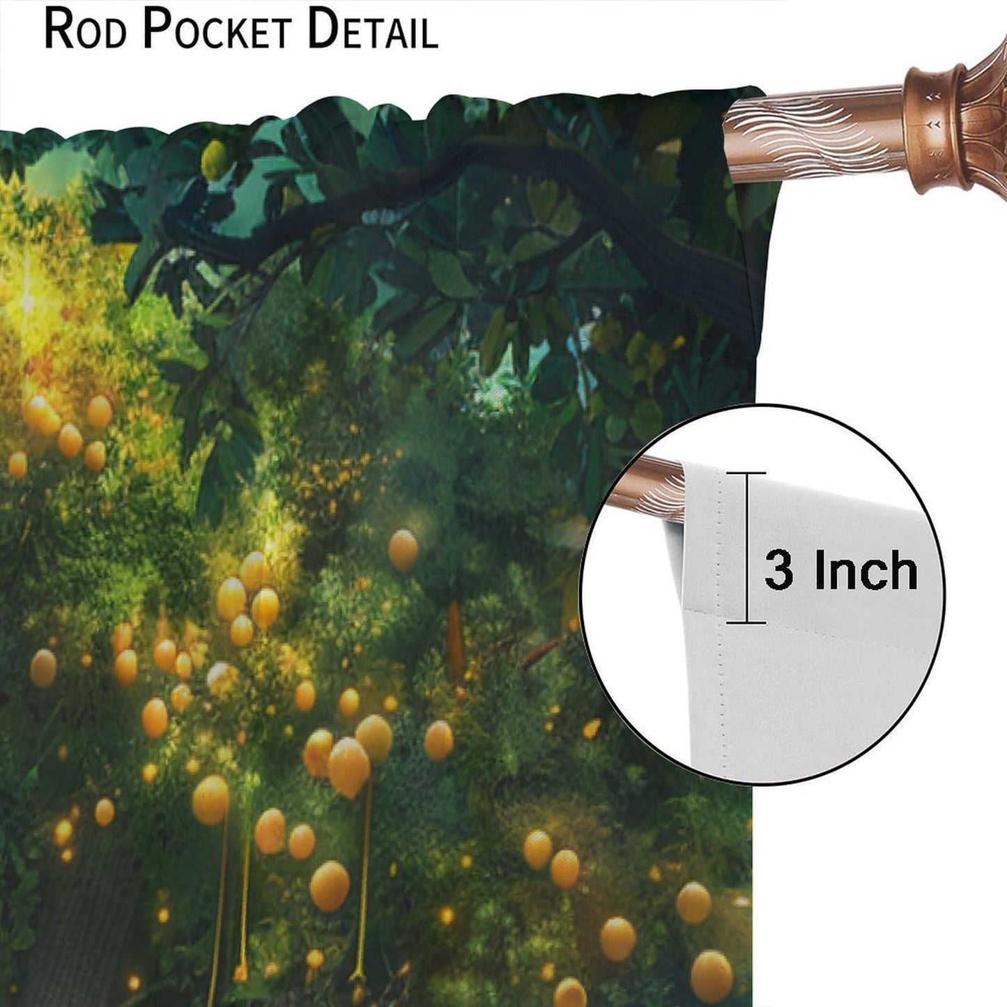 TOWINSFB Beautiful Tree Blackout Curtains, Golden Fruit Waterfall Rural Landscape Home Decor Rod Pocket Window Drapes for Living Room Bedroom- 2 Panels, Each 45" L x 21" W