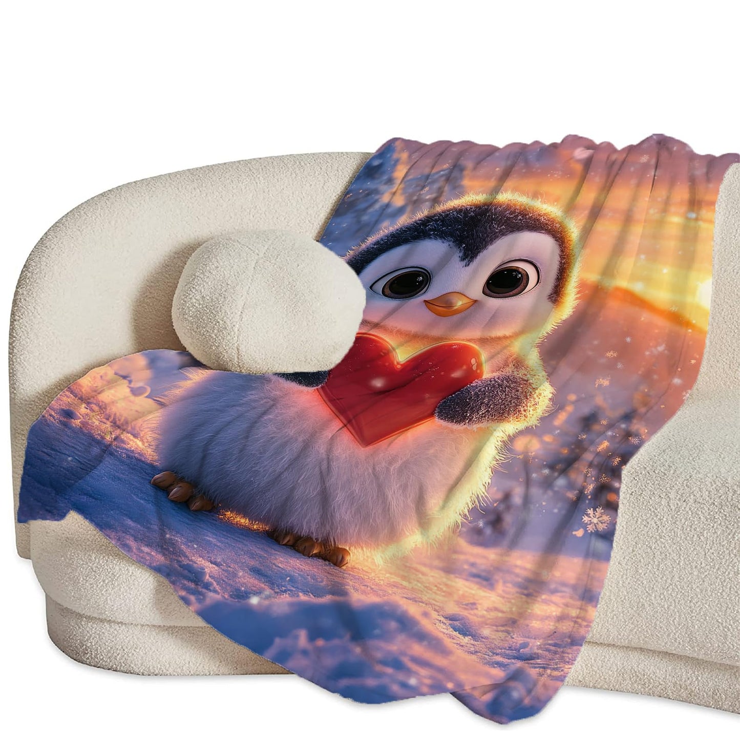 Penguin Throw Blanket Cute Penguin Lovers Blankets Ultra Soft Warm Flannel Fleece Lightweight Fuzzy Decor Gifts for Women Men Girls Boys 50"x40"