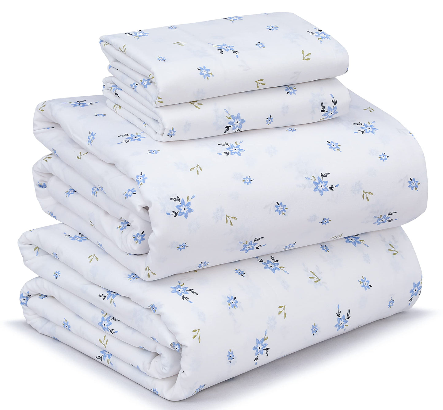 RUVANTI 100% Cotton Percale Sheets Queen Size – Crisp Cooling Bed Sheets for Hot Sleepers, Deep Pocket 16”, Soft Breathable & Durable Hotel-Style 4 Piece Set, Phulkari