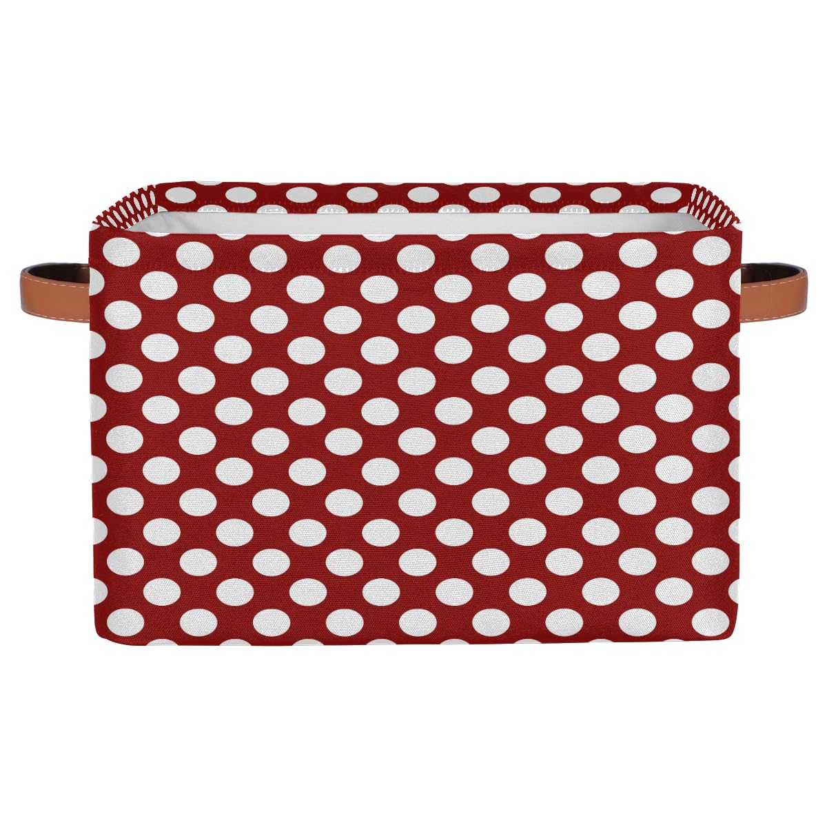 OSAM SPACE Storage Basket Bin Polka Dots Pattern Rectangular Storage Basket Cube With Handles, Red White Laundry Storage Organizer Basket for Toy Nursery Closet Shelves Bedroom Home