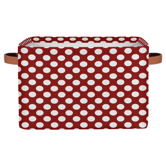 OSAM SPACE Storage Basket Bin Polka Dots Pattern Rectangular Storage Basket Cube With Handles, Red White Laundry Storage Organizer Basket for Toy Nursery Closet Shelves Bedroom Home