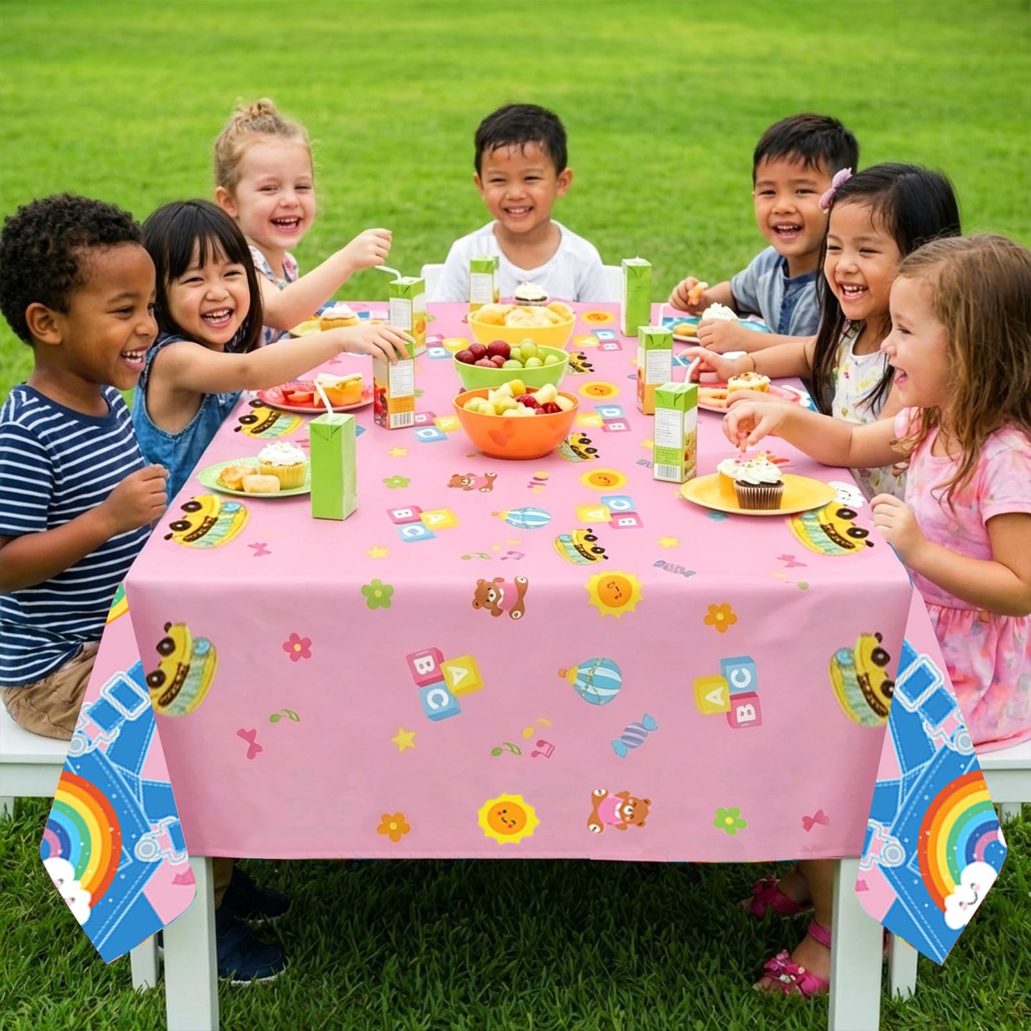 FYSUIMU 3 Pcs Cartoon English Teacher Tablecloths Plastic Table Cover Girls Birthday Rectangle Disposable Table Cloth for Baby Shower Party Dinner Tables Decor, 54 x 108 Inch