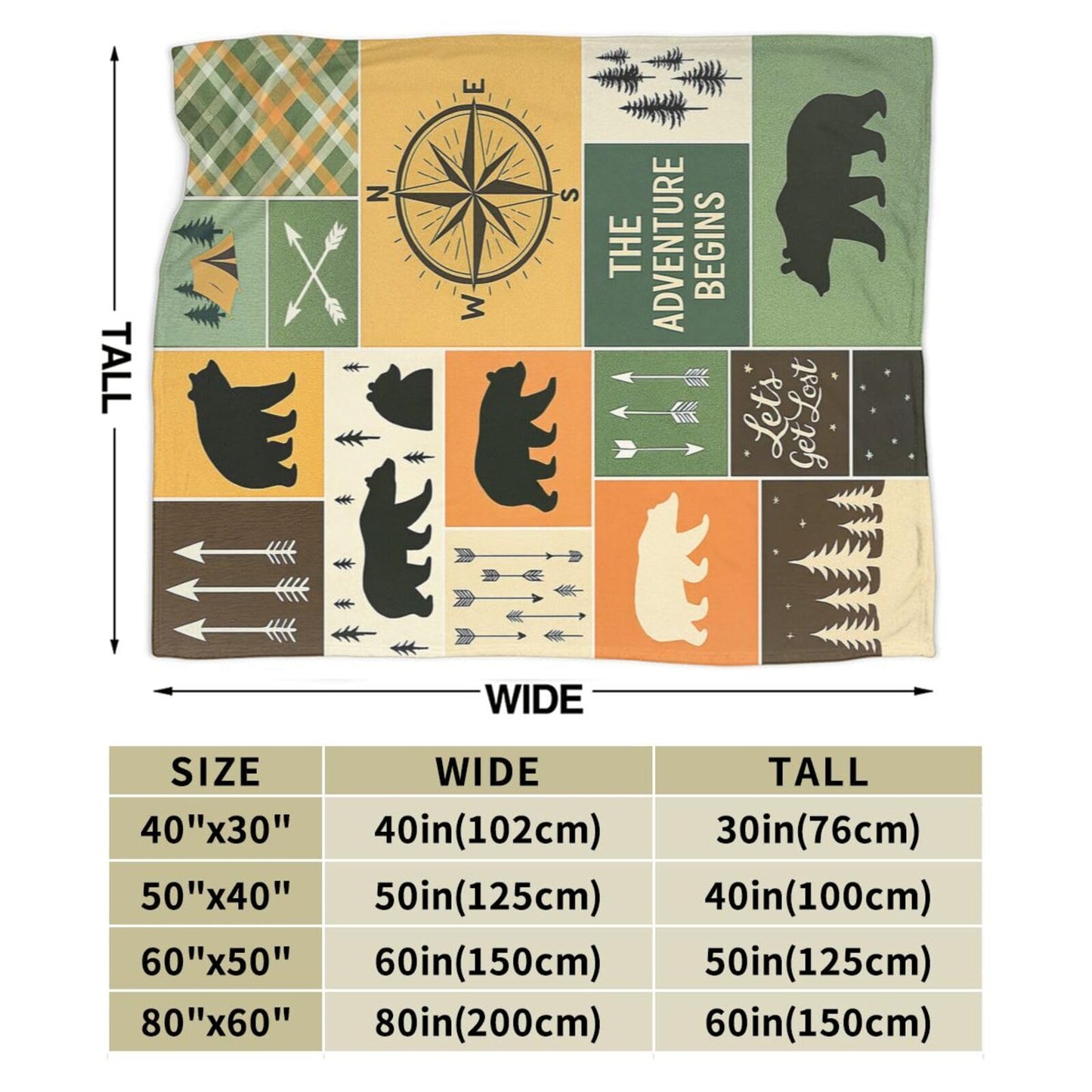 Bear Blanket Cabin Bear Throw Blanket Soft Warm Cozy Fleece Fuzzy Plush Wild Animal Flannel Blankets Gifts for Boys Girls Women Kids Adults 40"X50"