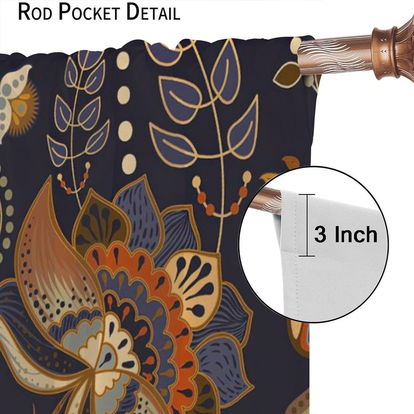 AuiMzoo Bohemian Printed Curtains, Tribal Abstract Floral and Botanical Pattern Window Treatments, Blackout Curtains for Bedrooms, Living Rooms, Kitchens Offices42X45 Inch