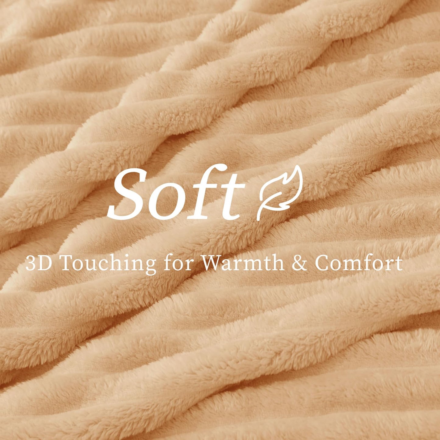 BEDELITE Fleece Throw Blanket for Couch - 300GSM Soft & Warm Fluffy Blush Sand Blanket, Decorative and Giftable Striped Blankets for Women, Men, 50"x60"