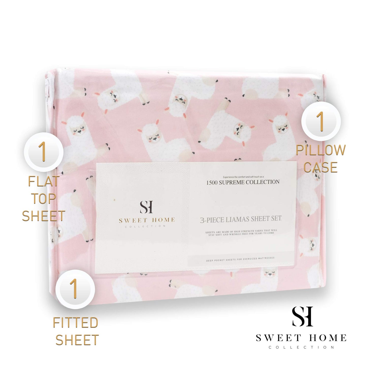 1500 Supreme Kids Bed Sheet Collection - Fun Colorful and Comfortable Boys and Girls Toddler Sheet Sets - Deep Pocket Wrinkle Free Soft and Cozy Bedding - Twin XL, Llamas