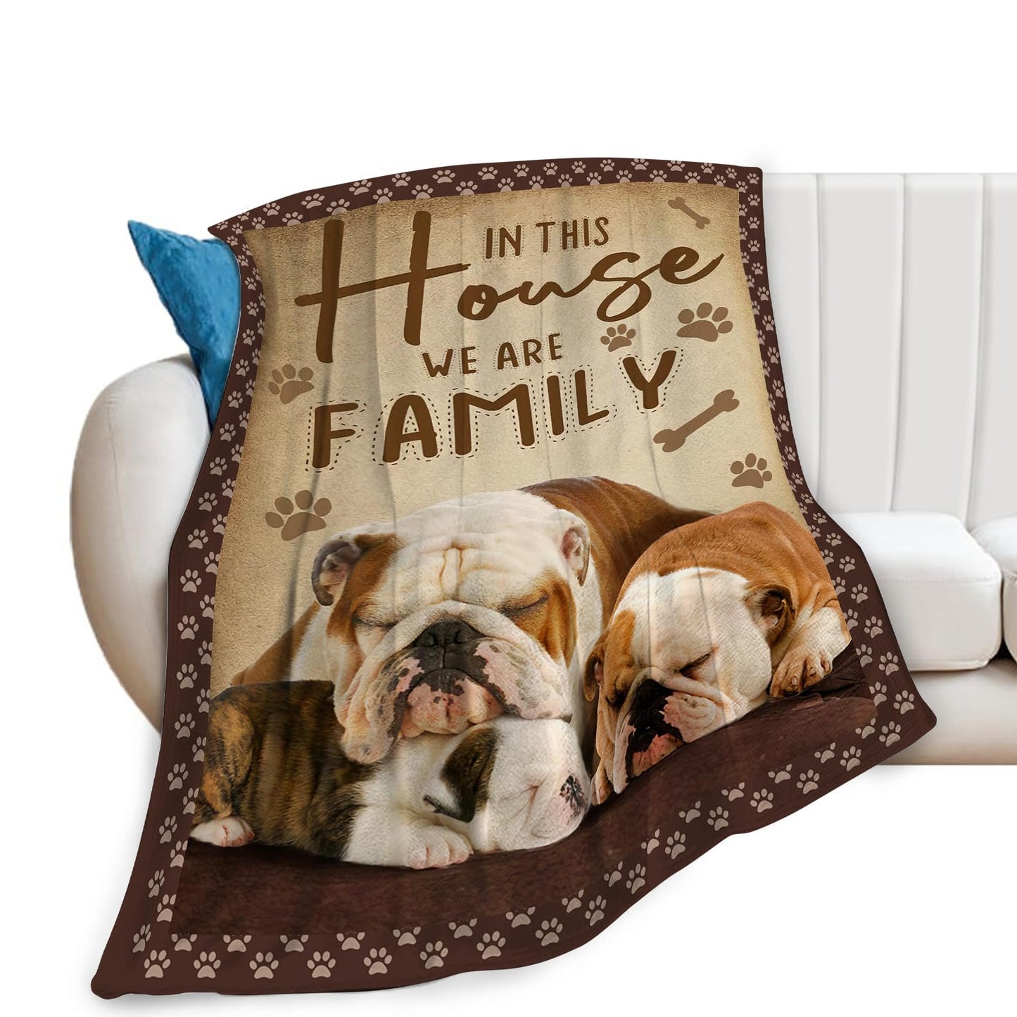 English Bulldog Blanket French Bulldog Throw Blankets Cozy Fleece Flannel Soft Warm Plush Bedding Decor Bulldog Gifts for Girls Women Boys Teens Kids for Couch Sofa Bed 40"X50"