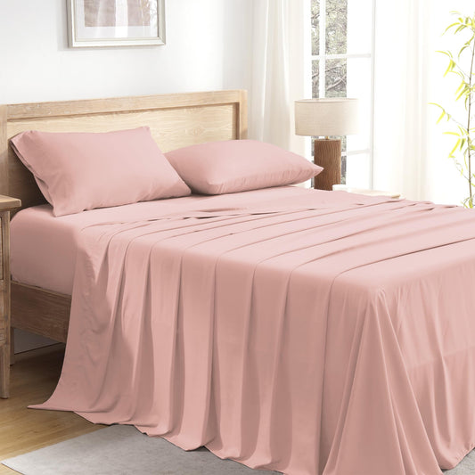 Andency Blush King Size Sheets Set, 100% Viscose Derived from Bamboo, Cooling King Sheets, Deep Pocket Up to 16", Silky Soft Bed Sheets, Hotel Luxury Breathable Bedding Sheets & Pillowcases…