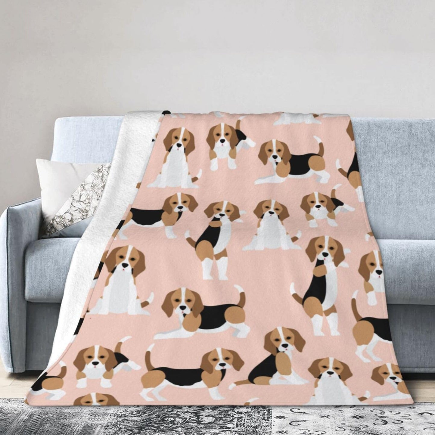 Cute Beagle Dog Blanket Soft Lightweight Throw Blankets Cozy Flannel Bed Throws for Sofa Couch Travel Home Room Bedroom Decor Gifts for Boys Girls Kids Adults 60"x50"