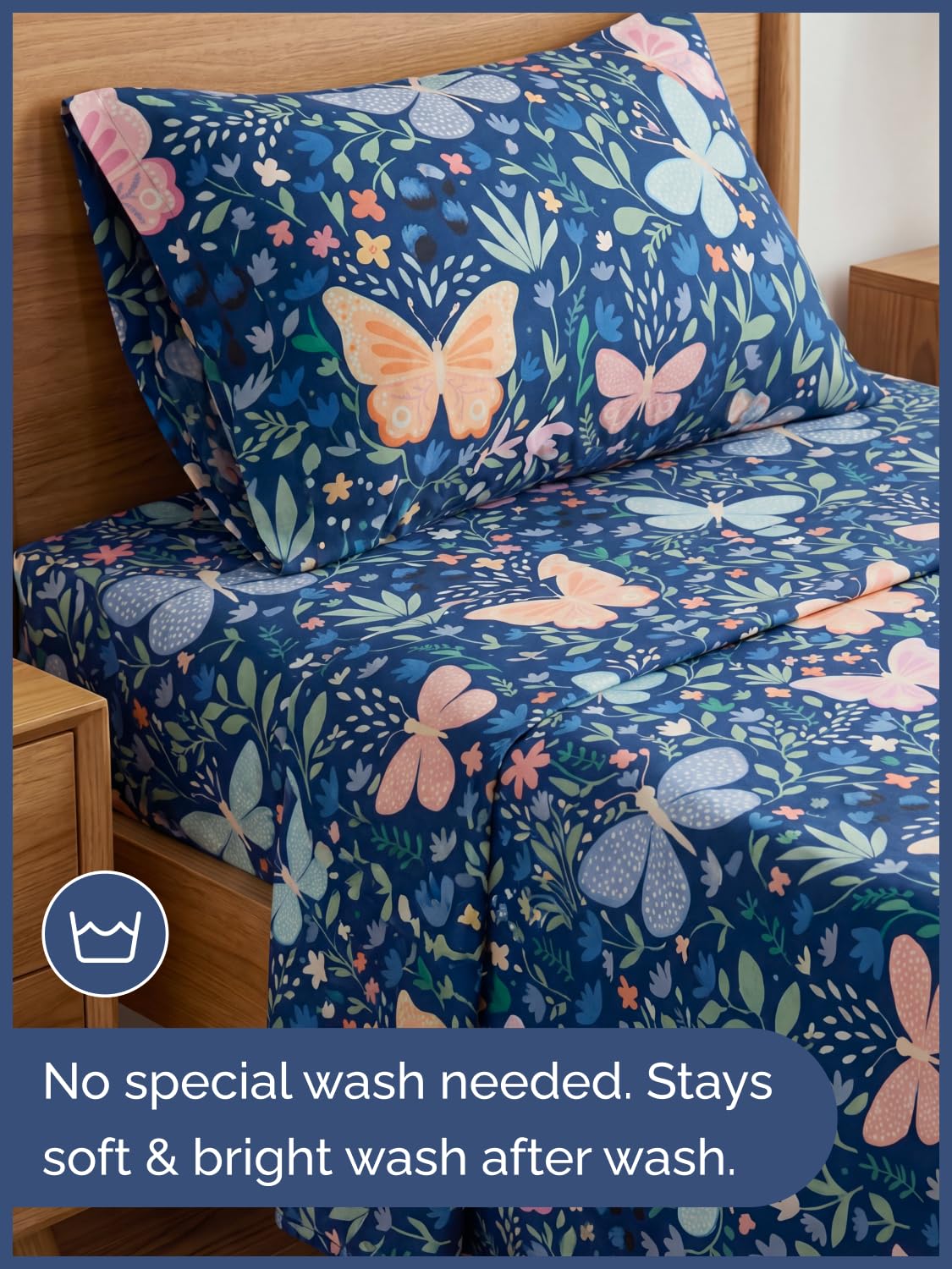 CGK Unlimited Kids Butterfly Meadow Twin 3 Piece Sheet Set - Boys, Girls, Teens, Toddler - Easy Fit Deep Pockets - Soft, Cooling & Breathable Sheets - Cozy, Fade and Wrinkle Free - Machine Washable