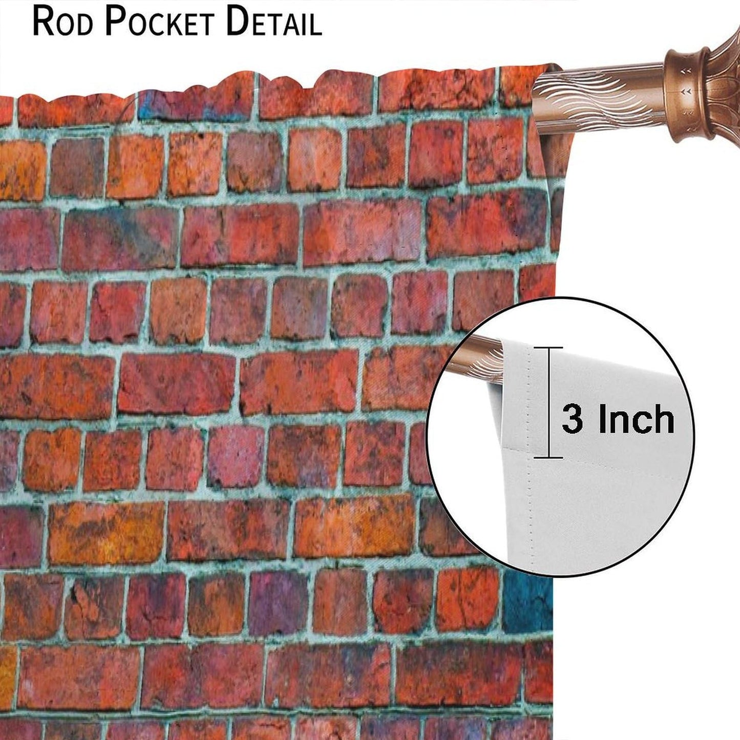ICMOLYYENLO Vintage Red Brown Brick Wall Curtains, Vintage Stone Brick Rock Country Farmhouse Geometric Pattern Curtains for Living Room Bedroom Blackout Curtains 42x44 Inches