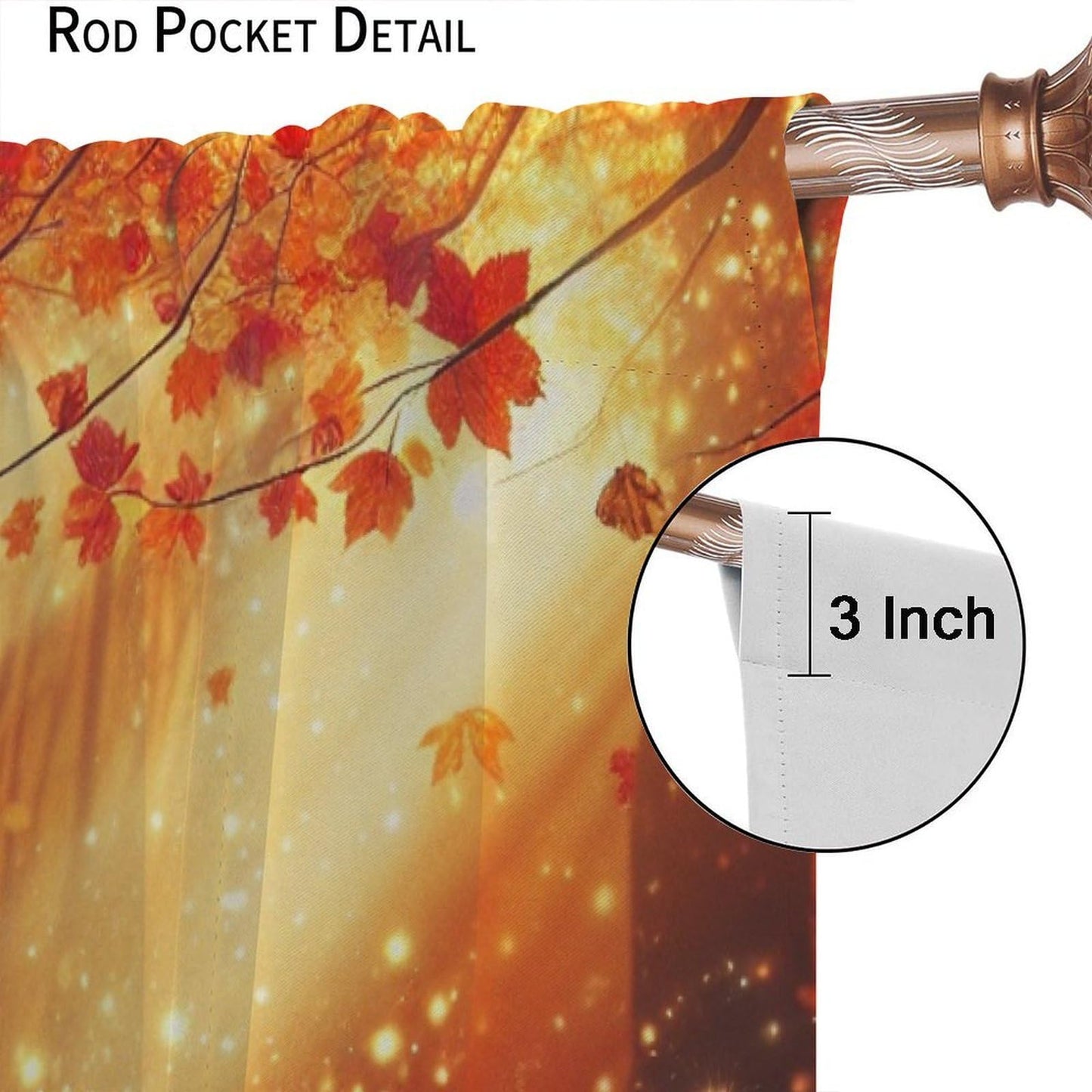 Nanacur Autumn Leaf Maple Leaves Curtains, Fall Plants Nature Scenery Rod Pocket Window Treatments for Farmhouse Bedroom Living Kitchen Cafe Drapes 41" W X 45" L (No Blackout)