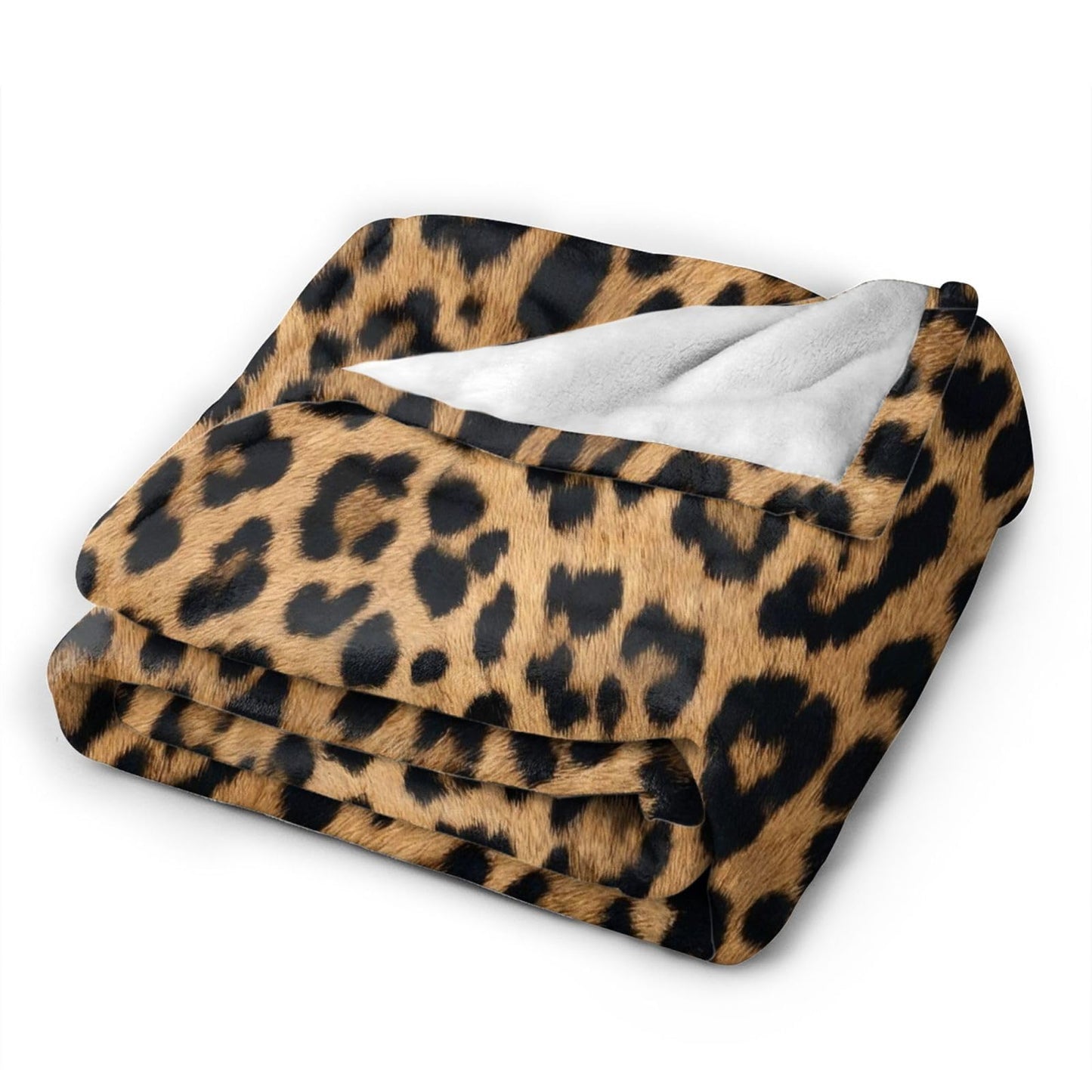 Gbuzozie Leopard Print Fleece Blanket Lightweight Ultra-Soft Wild Animal Fur Pattern Throw Blanket for Sofa Couch Bed Camping Travel - Super Soft Cozy Microfiber Blanket 50"X40"