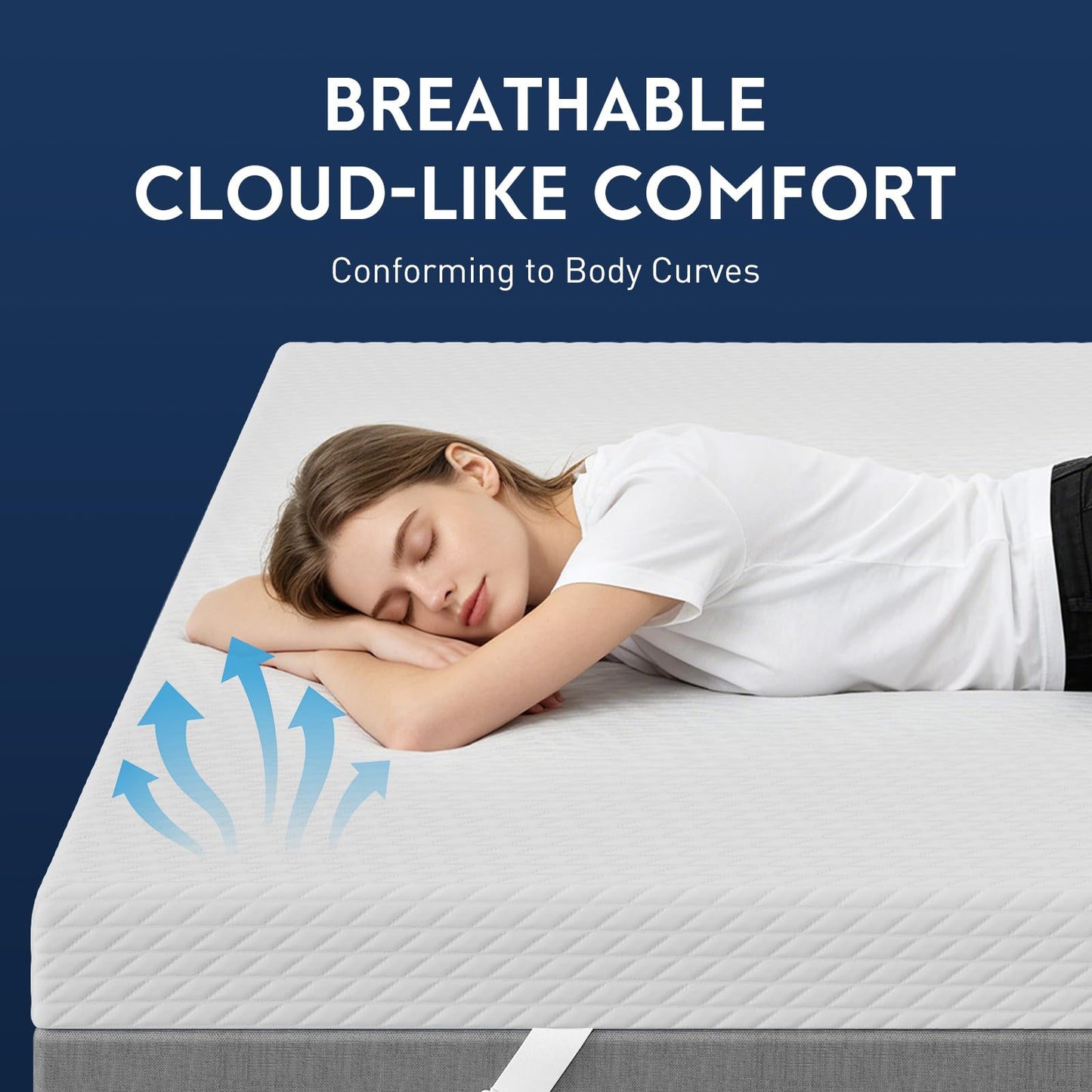 3 Inch Cooling Gel Memory Foam Mattress Topper King - Cooling Ice Silk Removable & Washable Cover, Mattress Topper for Back Pain Relief, Adjustable Strap & Non-Slip, CertiPUR-US Certified