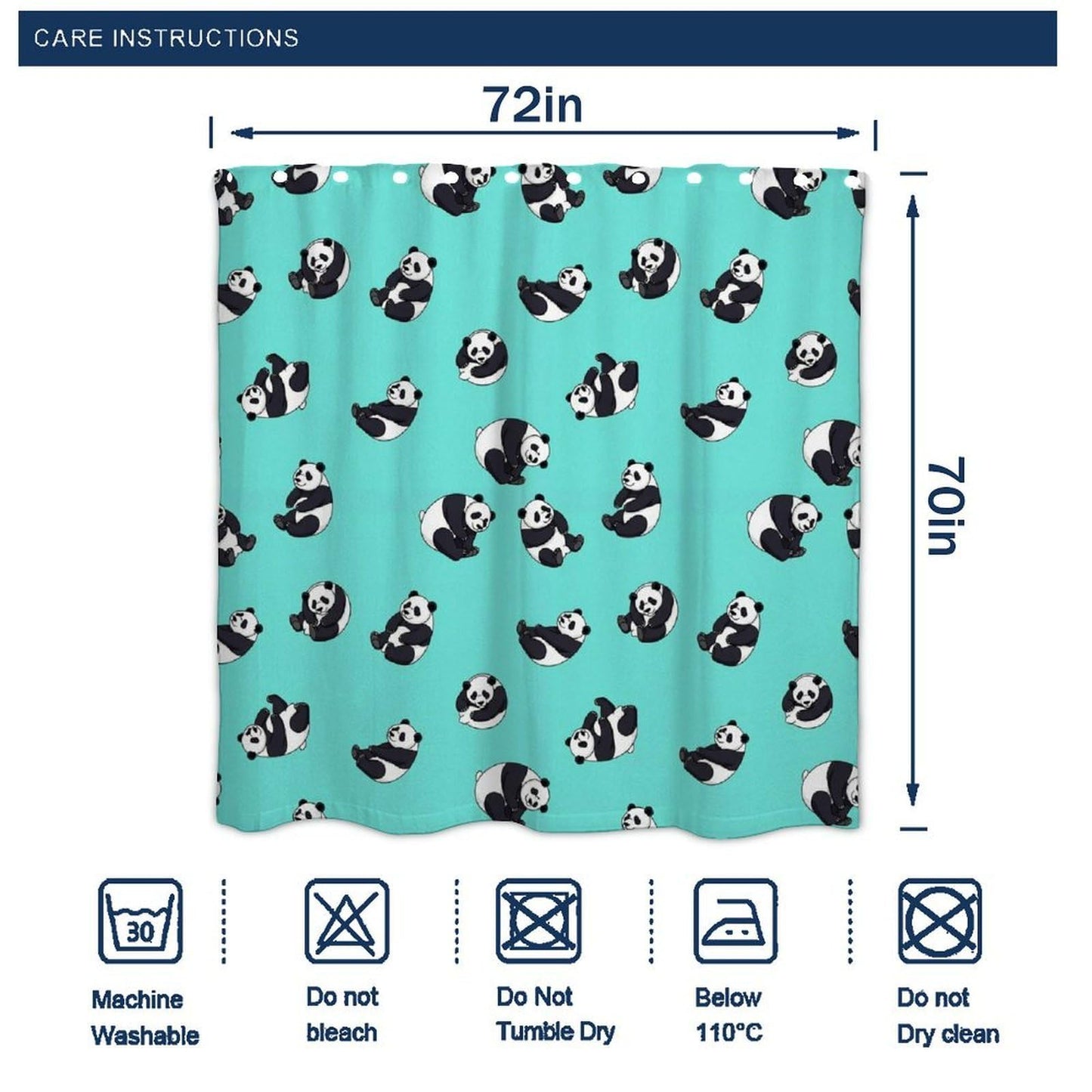 Meaudiwes Fashion Shower Curtain Set Home Hotel Bathroom Decoration Curtain Cute Panda, 72" x 70"